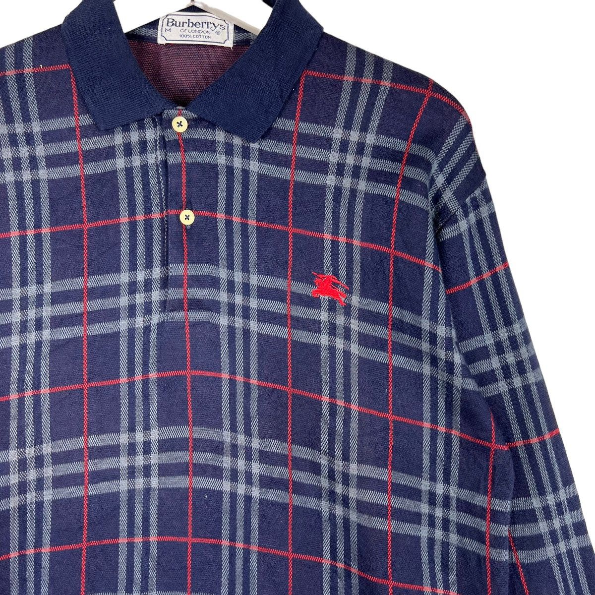 Burberry 🔥 BURBERRYS BLUE NOVA CHECK POLO LONG SLEEVE Size US M / EU 48-50 / 2 - 5 Thumbnail