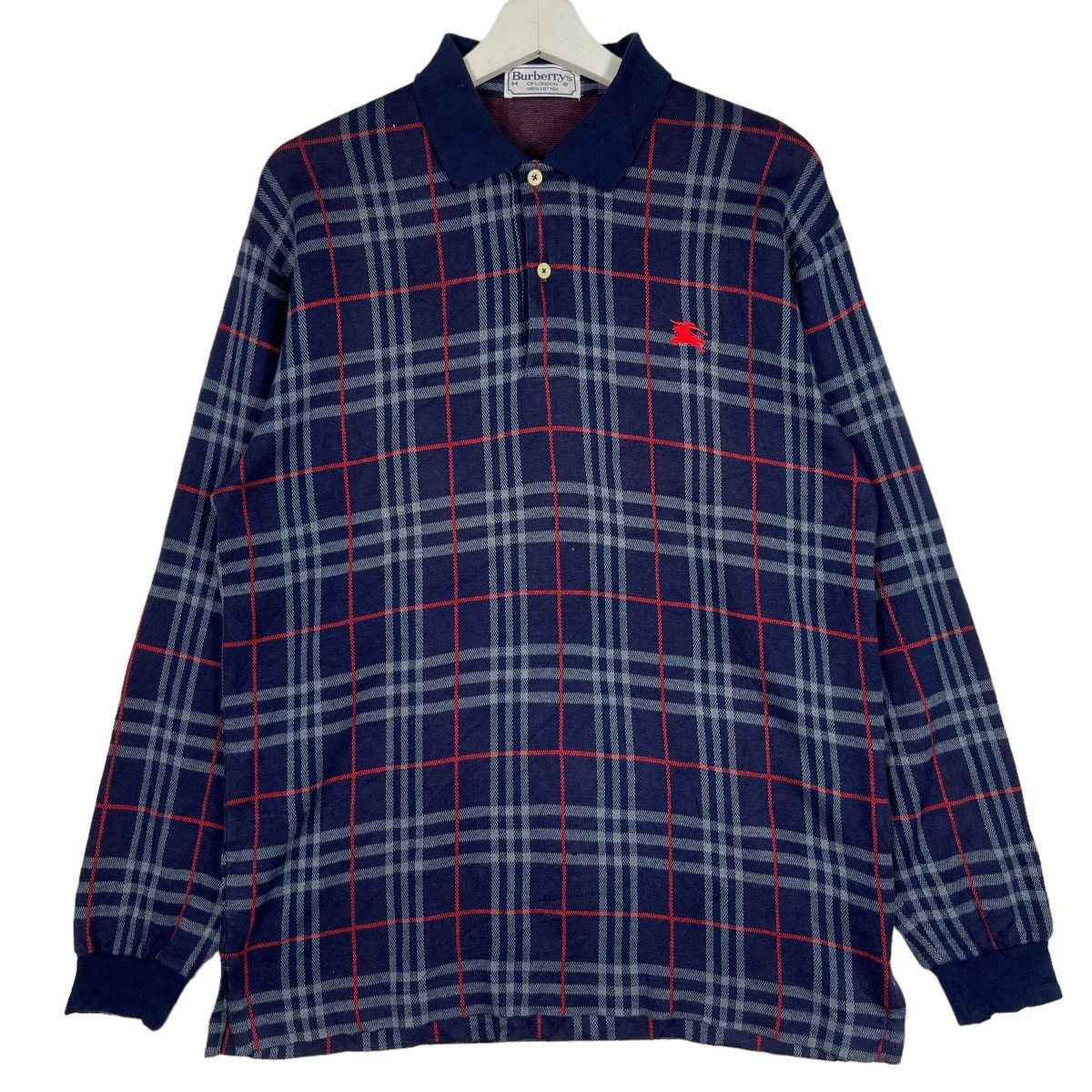Burberry 🔥 BURBERRYS BLUE NOVA CHECK POLO LONG SLEEVE Size US M / EU 48-50 / 2 - 1 Thumbnail