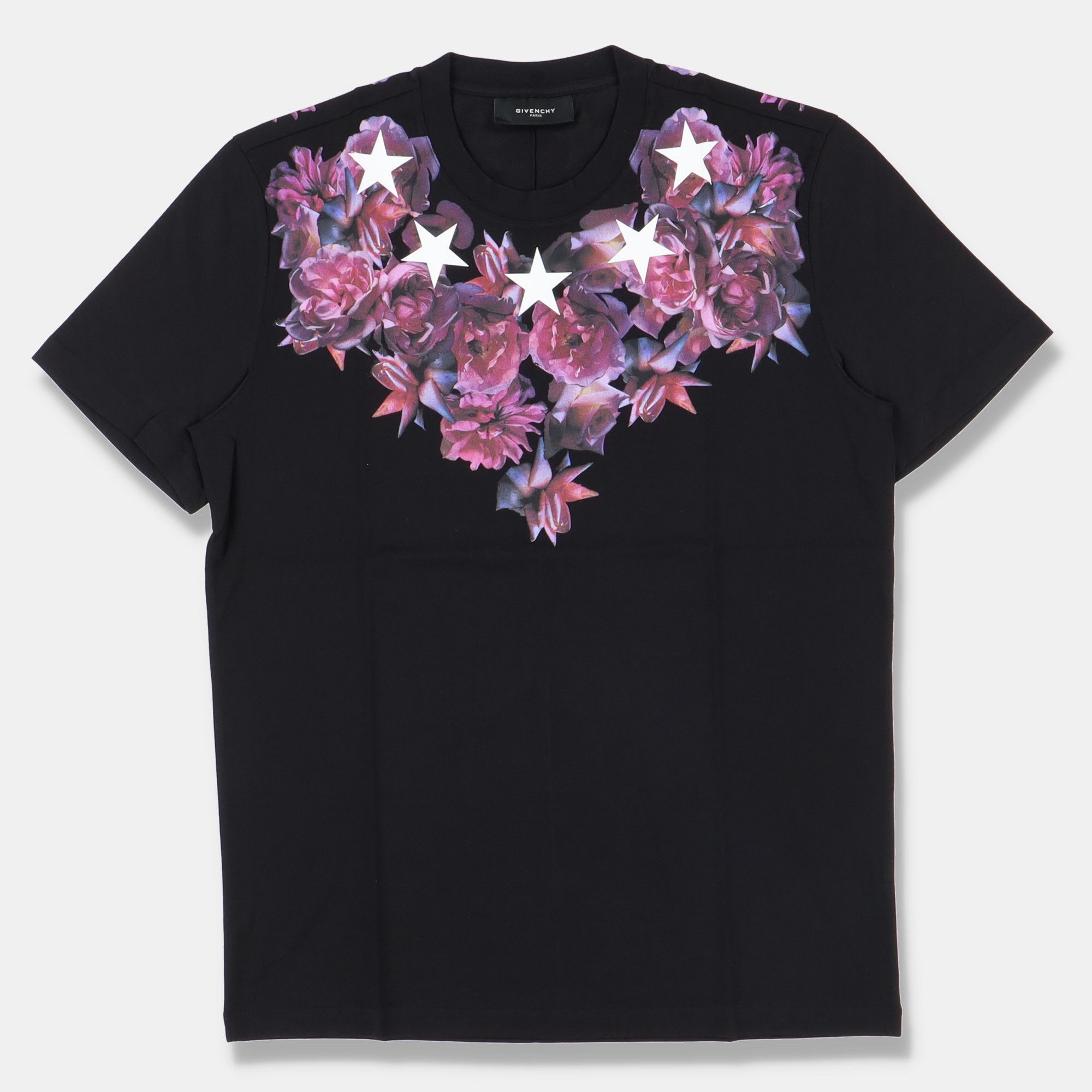 Image of Givenchy Black Floral Stars Print T-Shirt, Men's (Size Small)