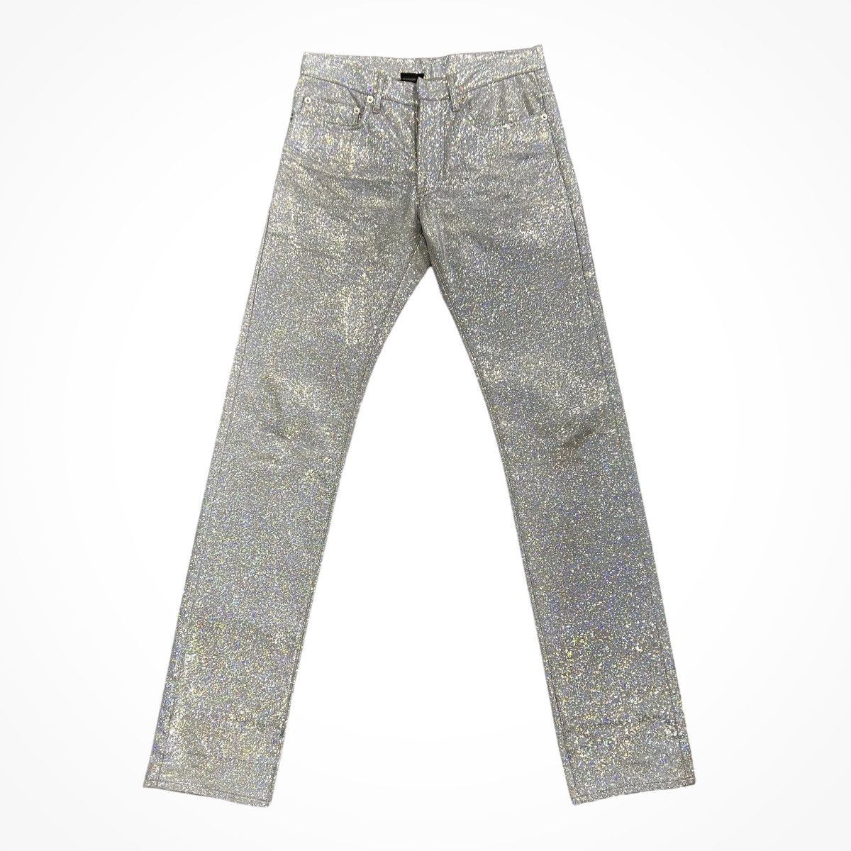 image of Dior Homme Ss06 × Hedi Slimane Glitter Jeans - in Silver, Men's (Size 28)