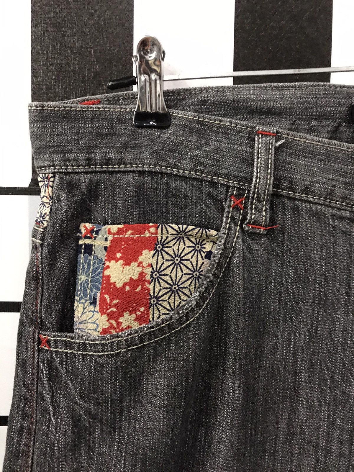 Art Comes First × Japanese Brand Wild Khakis Japan Double Pocket Japan Art Motif Slim Denim Size US 33 - 7 Thumbnail