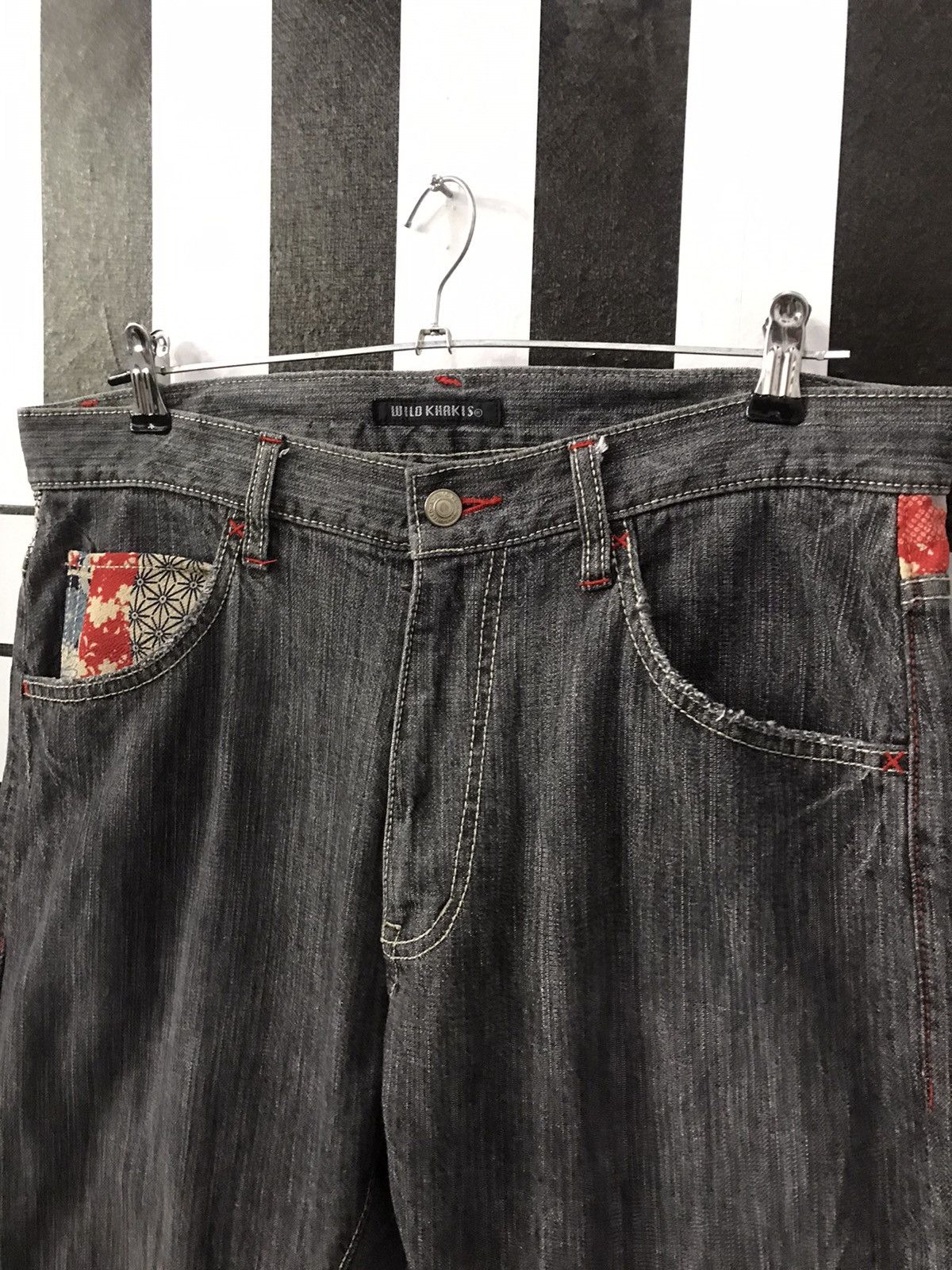 Art Comes First × Japanese Brand Wild Khakis Japan Double Pocket Japan Art Motif Slim Denim Size US 33 - 8 Thumbnail