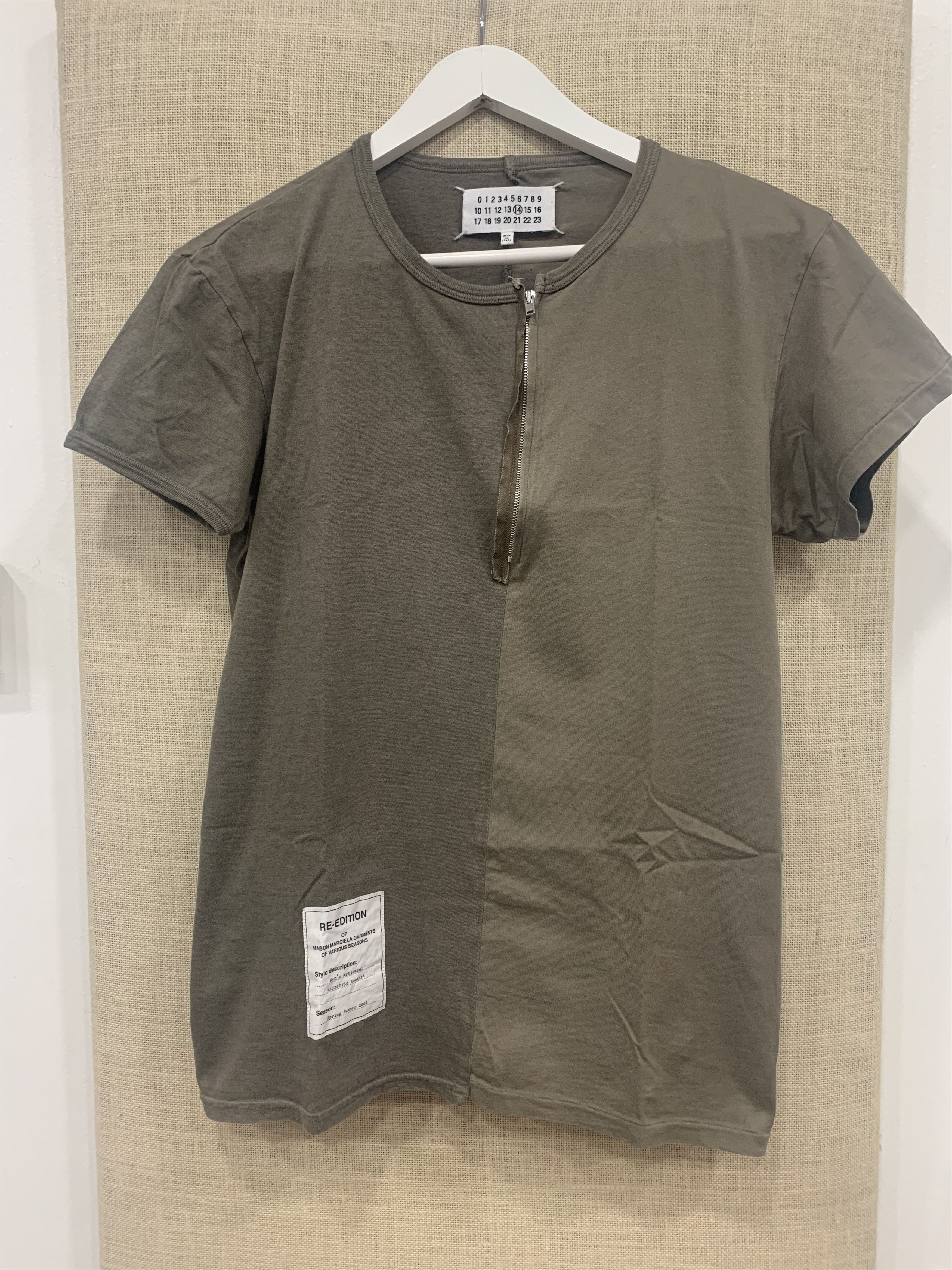 image of Maison Margiela 2017 Cut-Sewn , Military Zipper Tee in Green, Men's (Size Small)