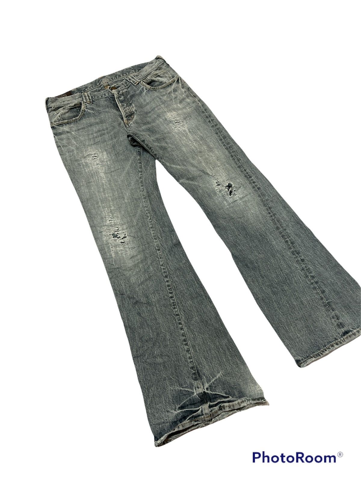 Japanese Brand × Velvet SICK🔥Japanese Brand Velvet Blue Distressed Flare Denim Size US 30 / EU 46 - 6 Thumbnail