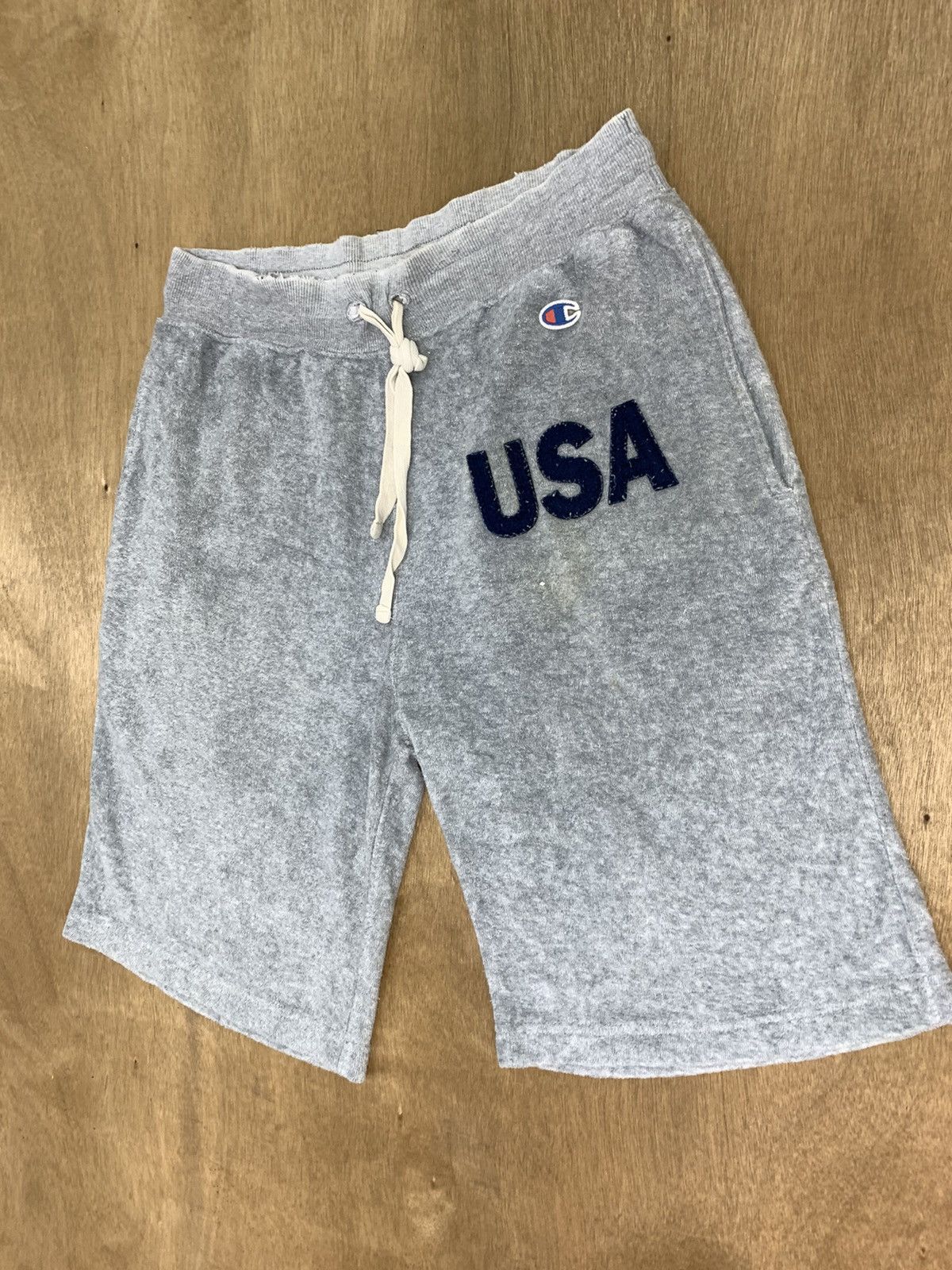 Champion × Japanese Brand CHAMPION USA Spellout Big Logo Summer Surf Sweat Short Pant Size US 29 - 5 Thumbnail