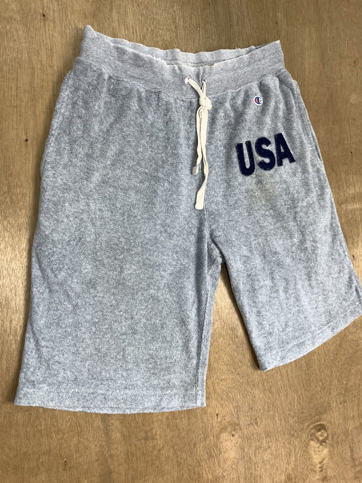 Champion × Japanese Brand CHAMPION USA Spellout Big Logo Summer Surf Sweat Short Pant Size US 29 - 4 Thumbnail