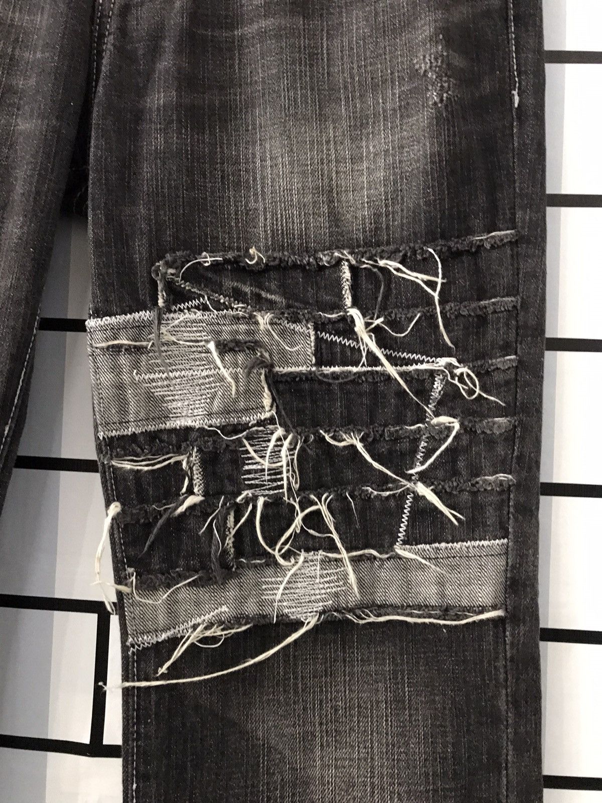 Designer × Japanese Brand Jade Japan Distressed Sashiko Boro Slim Fit Denim Size US 30 / EU 46 - 4 Thumbnail