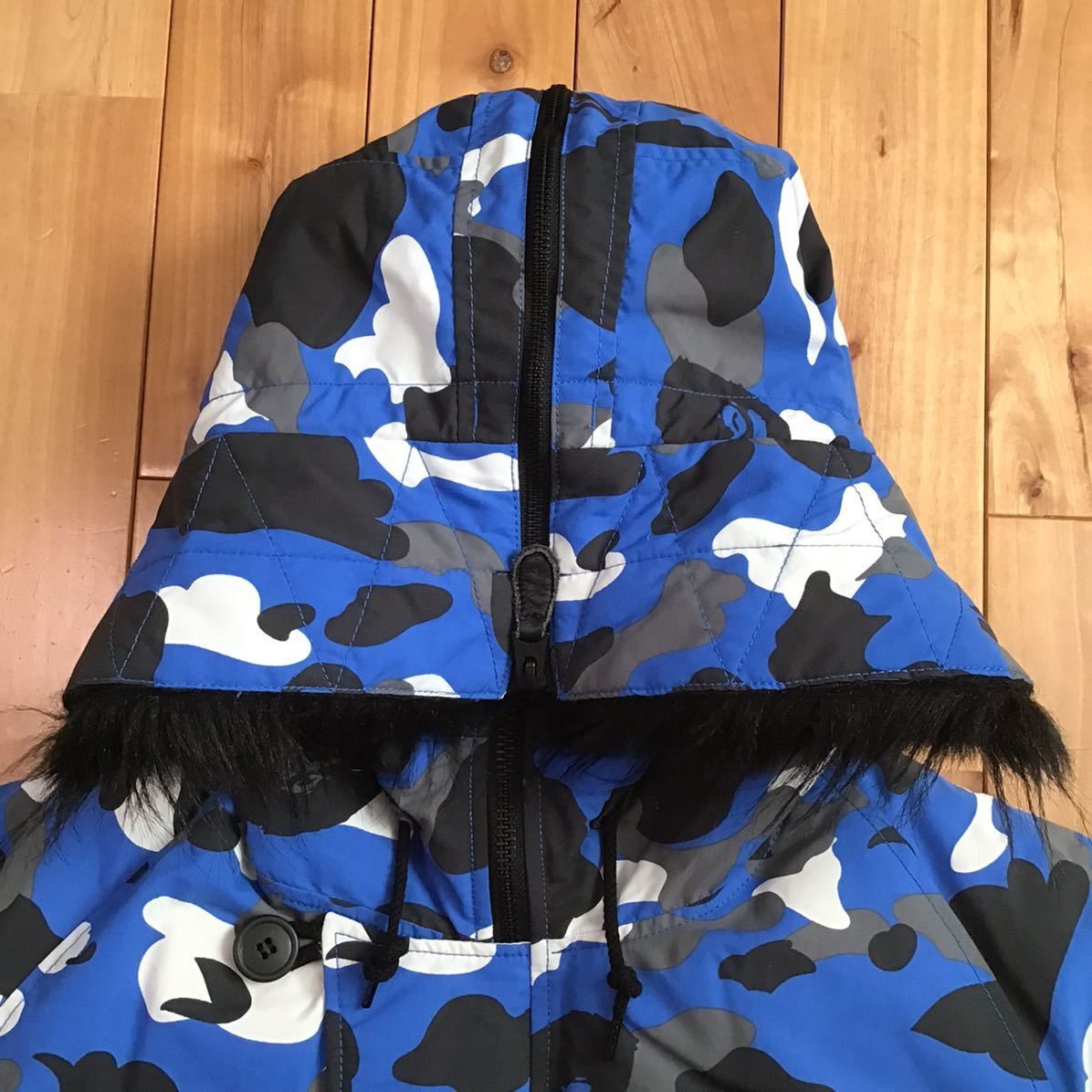 Bape BAPE Blue camo hoodie fur down jacket a bathing ape Size US L / EU 52-54 / 3 - 5 Thumbnail