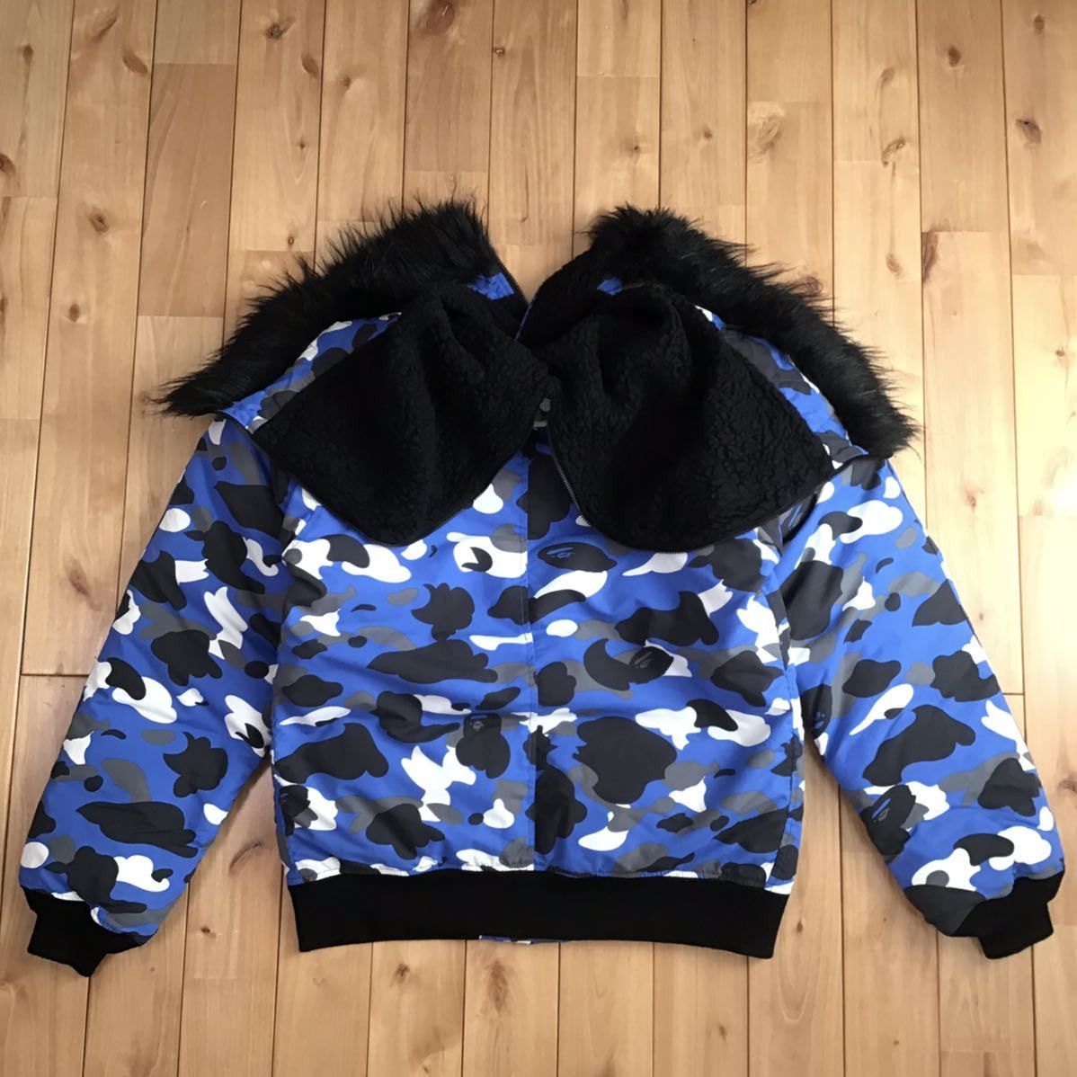 Bape BAPE Blue camo hoodie fur down jacket a bathing ape Size US L / EU 52-54 / 3 - 2 Thumbnail