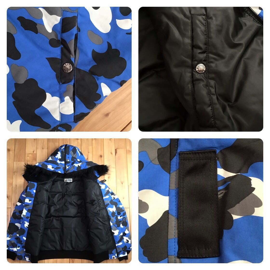 Bape BAPE Blue camo hoodie fur down jacket a bathing ape Size US L / EU 52-54 / 3 - 7 Thumbnail
