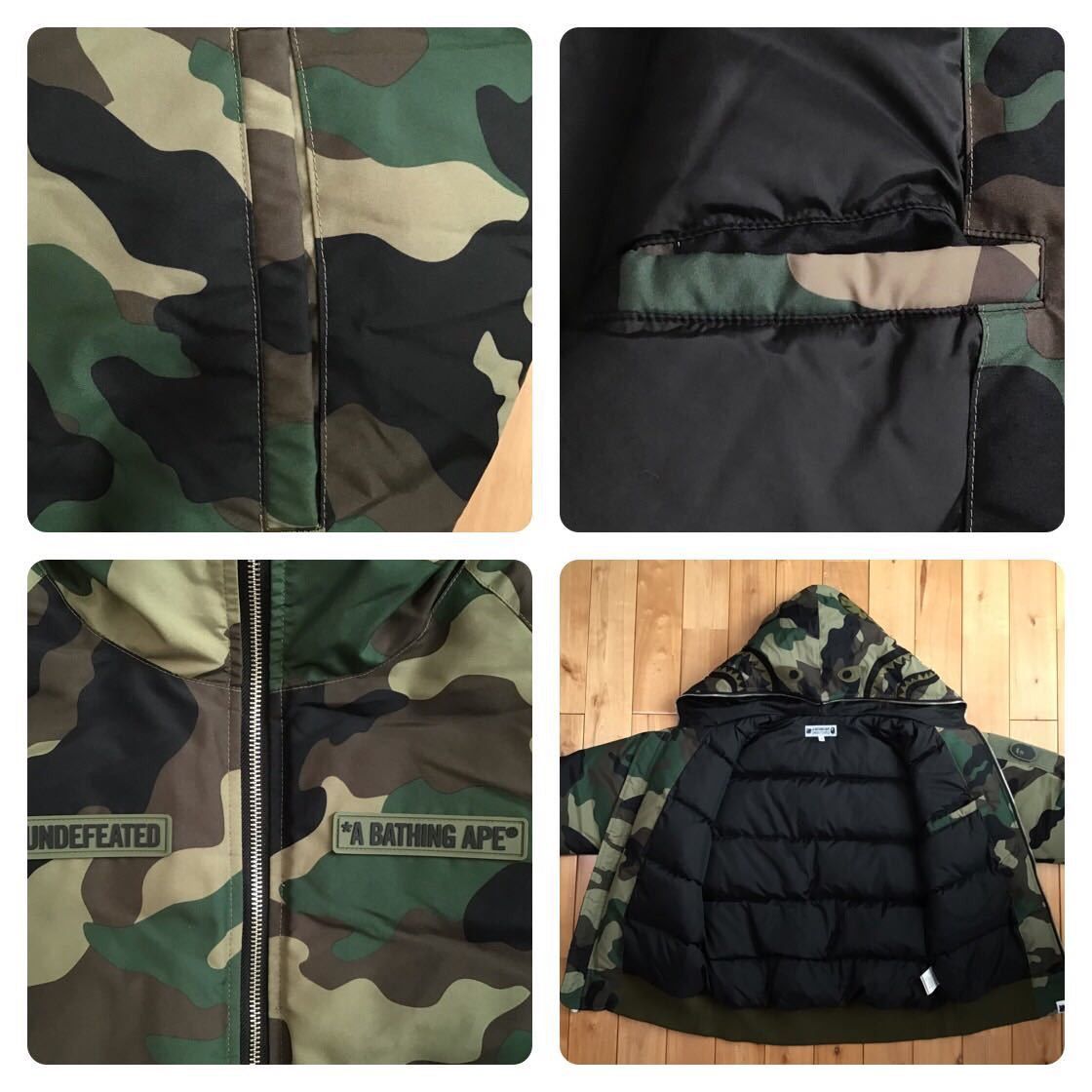 Bape × Undefeated Undefeated × BAPE camo Shark full zip hoodie down jacket Size US M / EU 48-50 / 2 - 8 Thumbnail