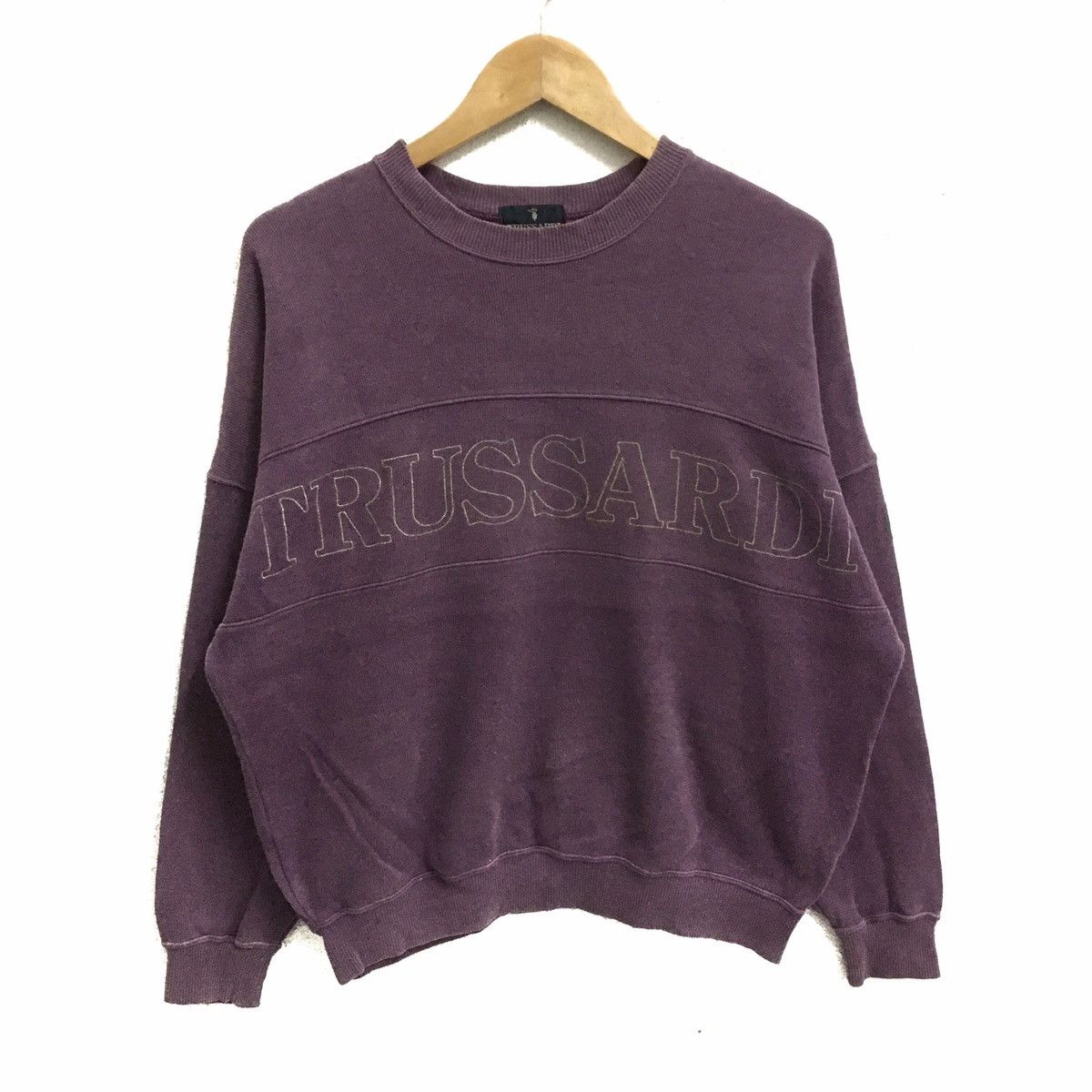 Trussardi × Vintage Vintage TRUSSARDI Big Logo Embroidery Sweatshirt Pullover Size US M / EU 48-50 / 2 - 1 Thumbnail