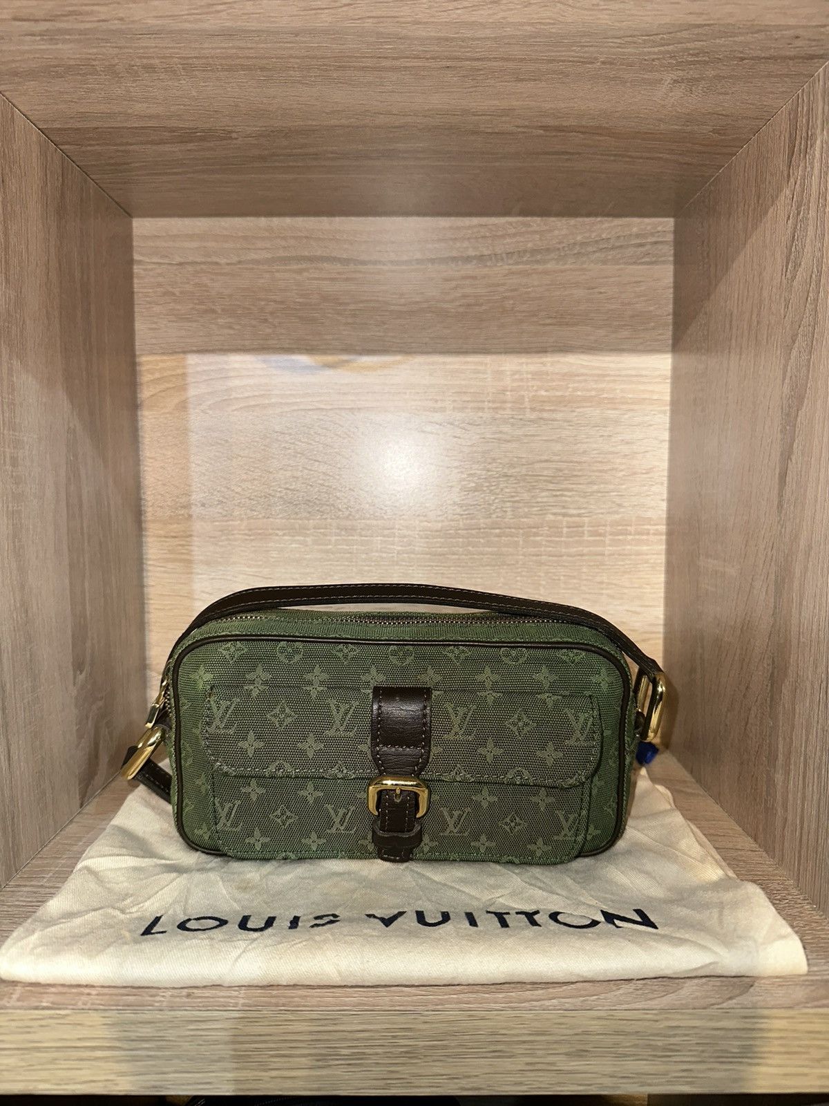 Louis Vuitton Khaki Green Monogram Mini Lin Juliette MM Crossbody