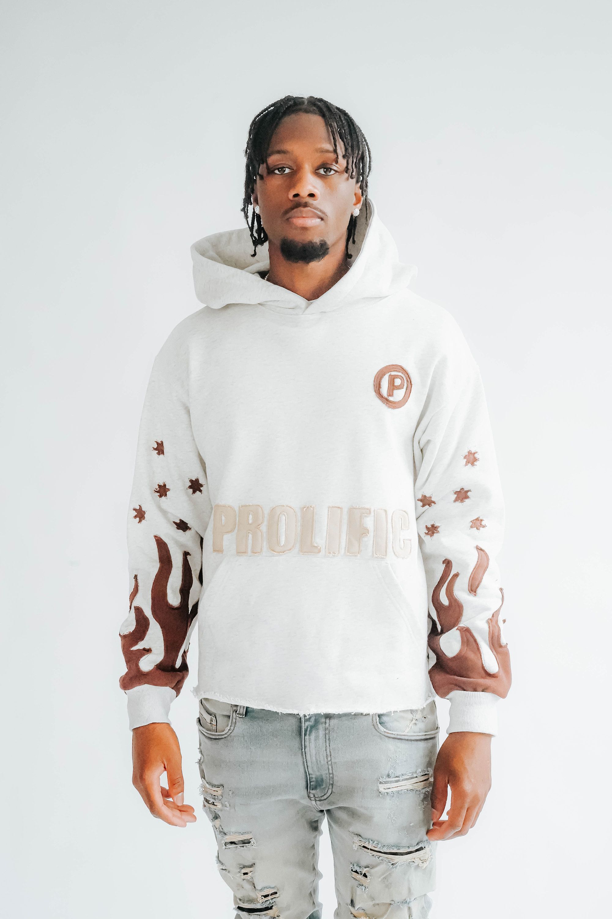 Prolific Cropped Fabric Patch Hoodie