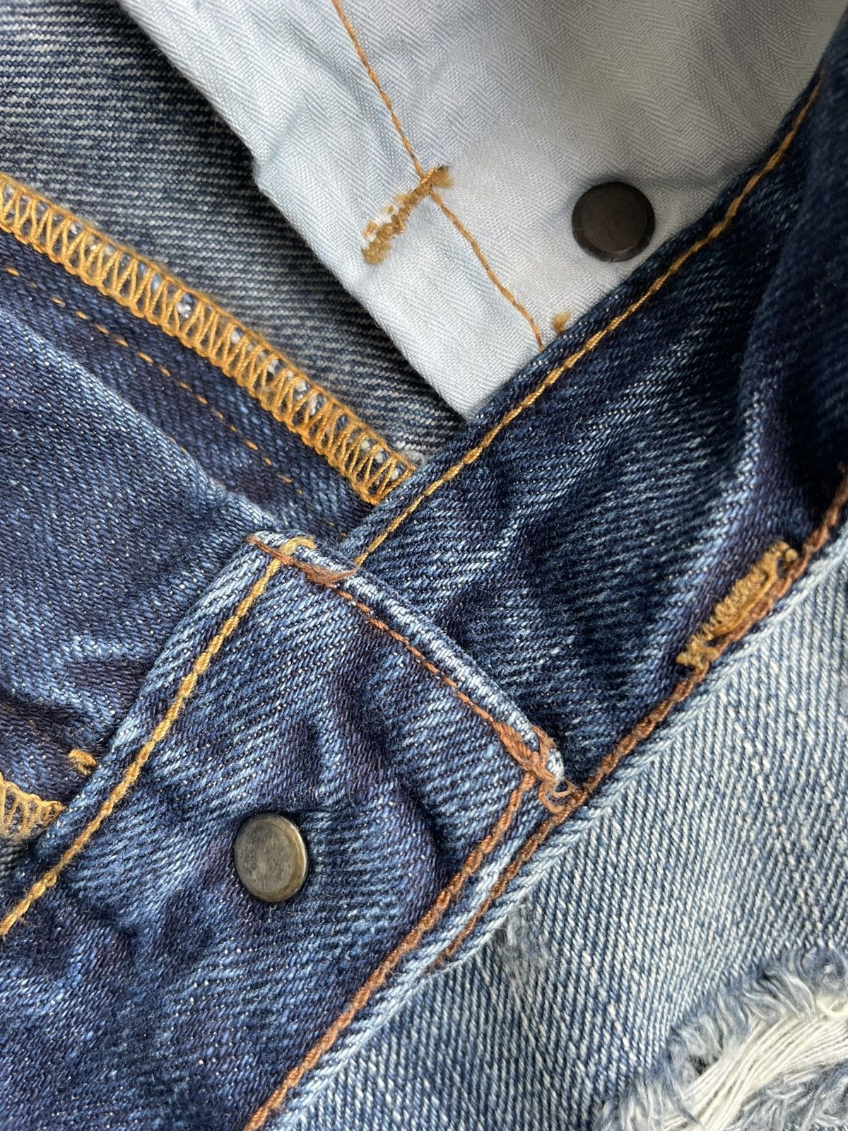 Japanese Brand Back Number Japan Distressed Rework Denim Size US 35 - 15 Thumbnail