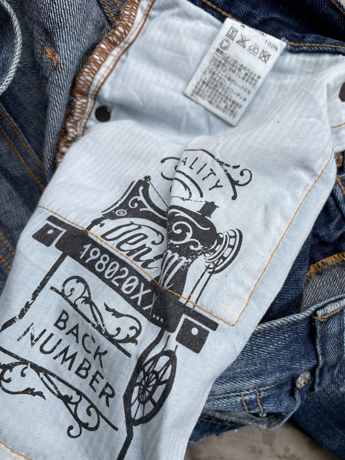 Japanese Brand Back Number Japan Distressed Rework Denim Size US 35 - 13 Thumbnail