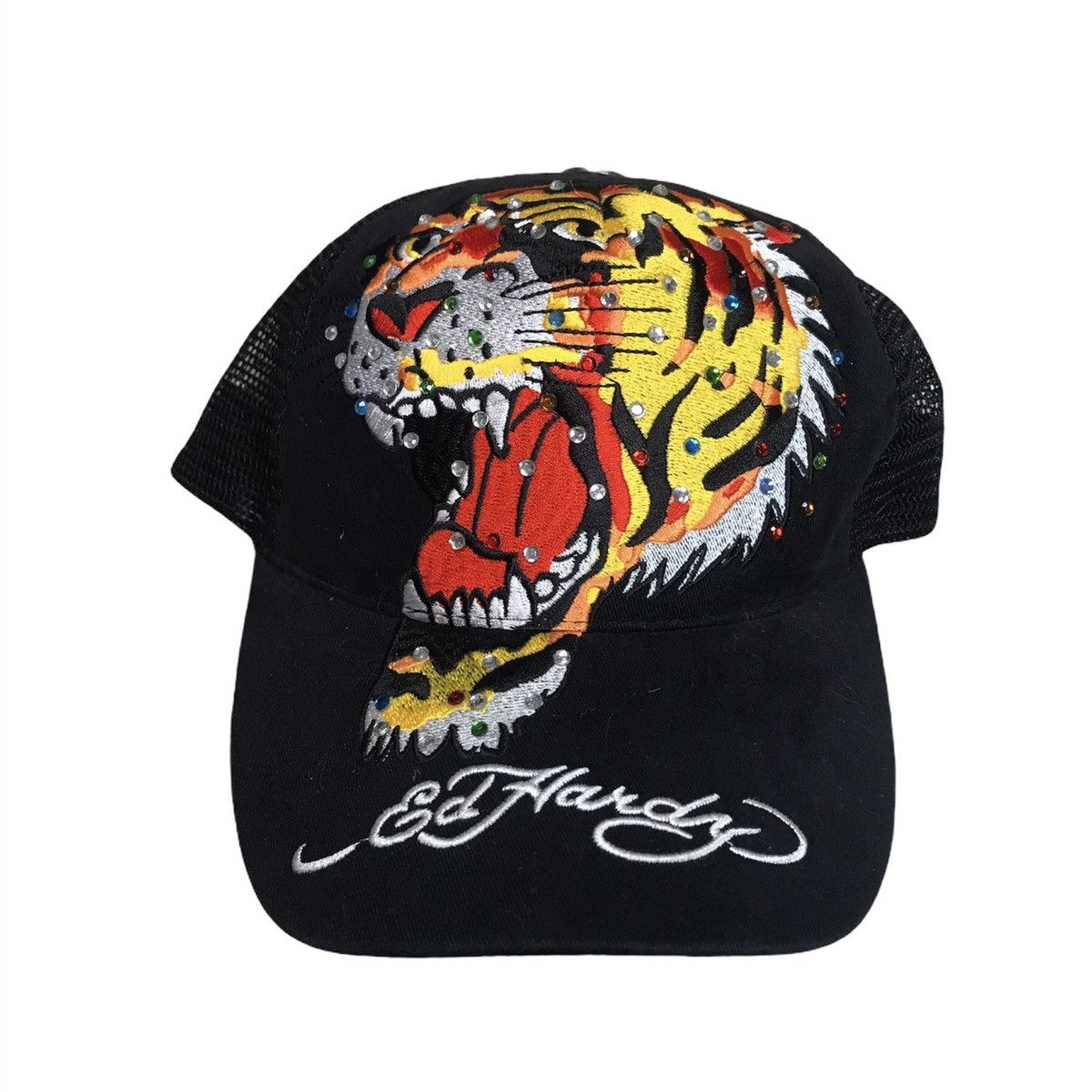 Ed Hardy × Vintage 2000’s Ed Hardy Embroidered Bedazzled Tiger Trucker ...