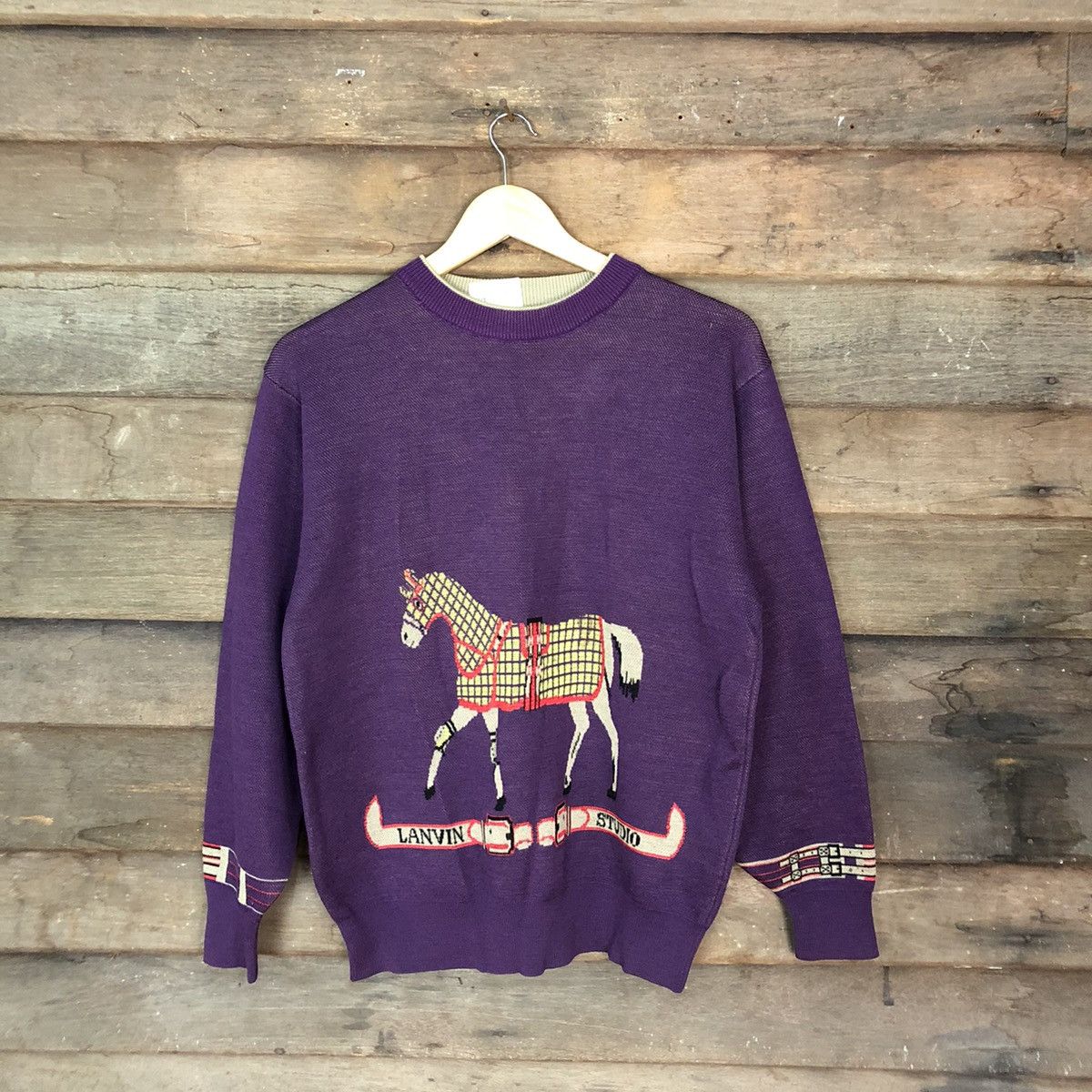 image of 1990X Clothing x Hypebeast Dl Lanvin Purple Art Knitwear Sweatshirt 4023, Men's (Size Medium)