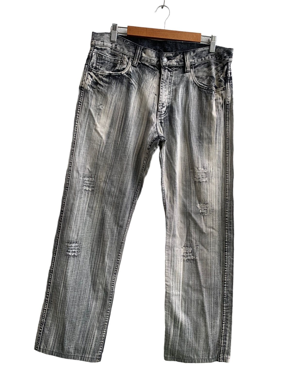 Japanese Brand Japanese Brand Distressed Awesome Design Faded Denim Size US 34 / EU 50 - 1 Thumbnail