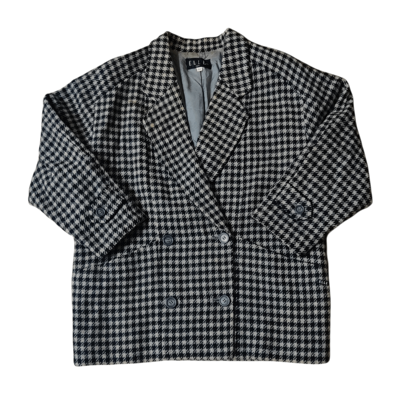 Japanese Brand Vintage Elle Paris Checkered Wool Coat Size US L / EU 52-54 / 3 - 1 Thumbnail