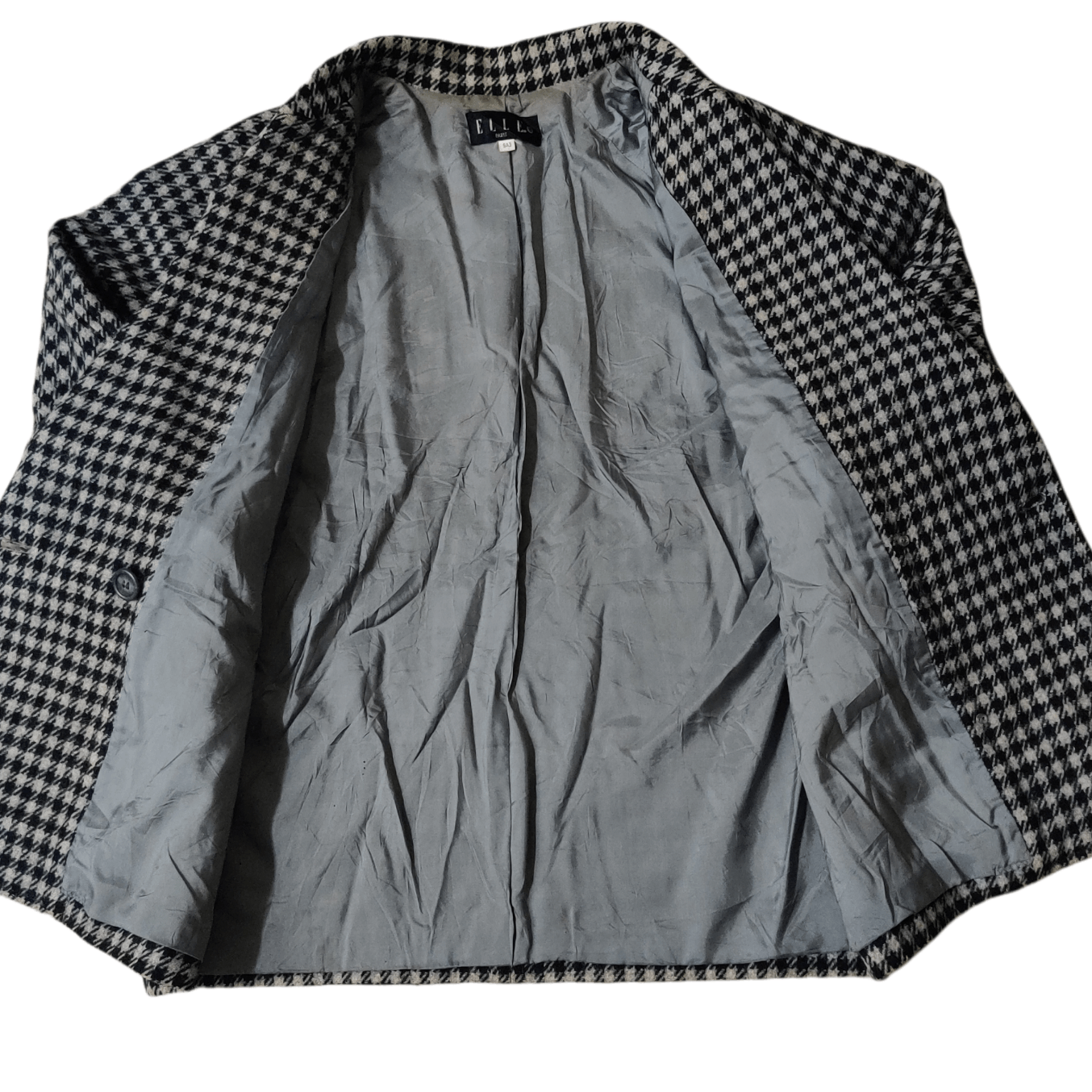 Japanese Brand Vintage Elle Paris Checkered Wool Coat Size US L / EU 52-54 / 3 - 6 Thumbnail