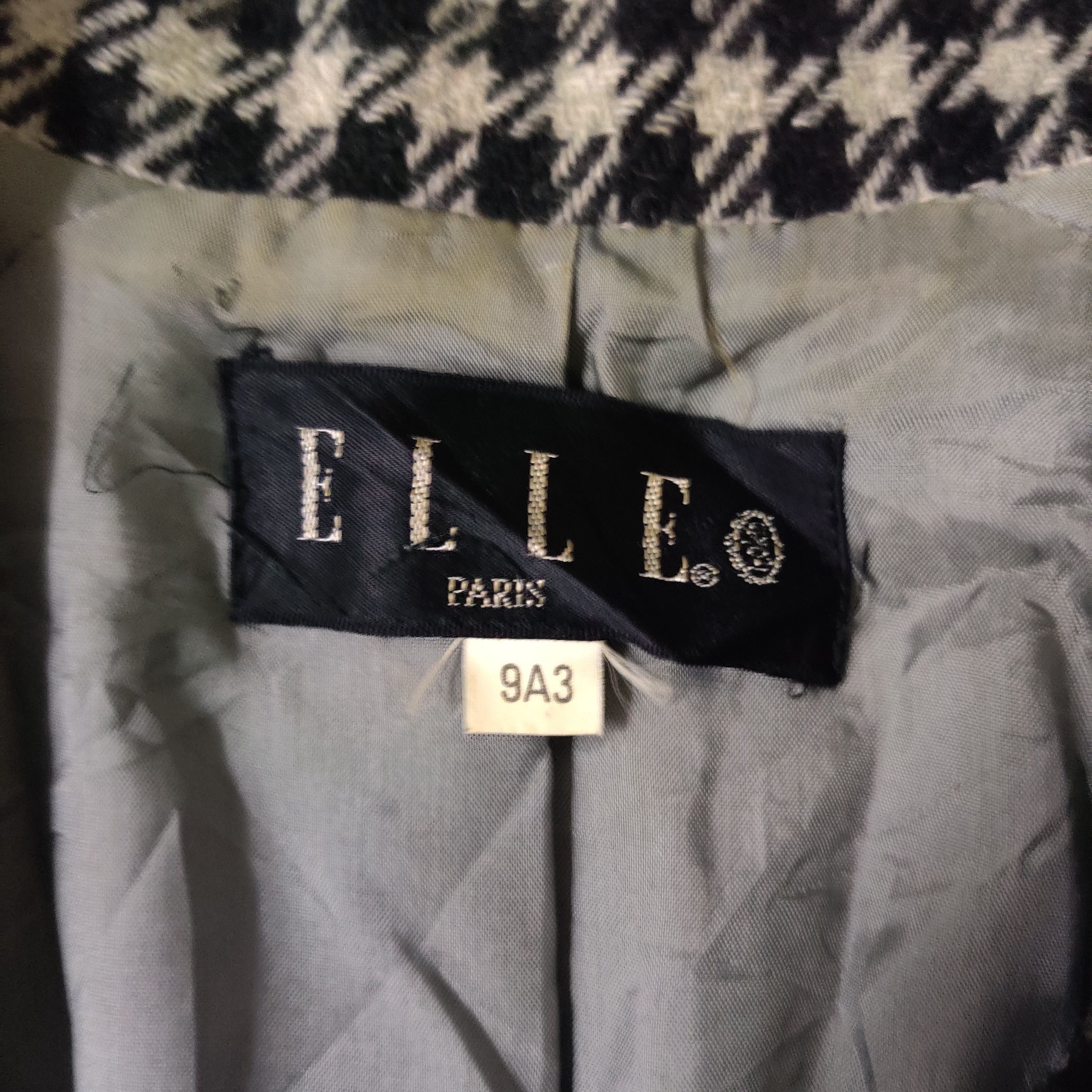 Japanese Brand Vintage Elle Paris Checkered Wool Coat Size US L / EU 52-54 / 3 - 7 Thumbnail