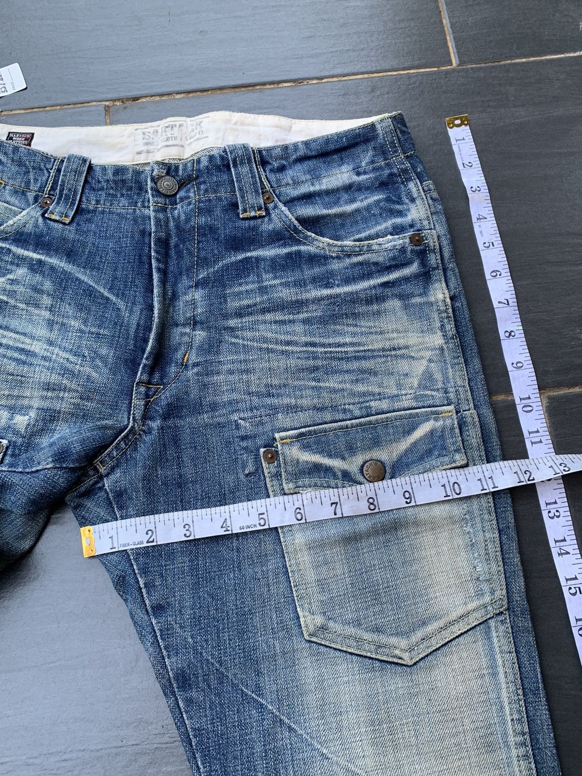 Japanese Brand Bartack Faded Wash Denim Size US 32 / EU 48 - 13 Thumbnail