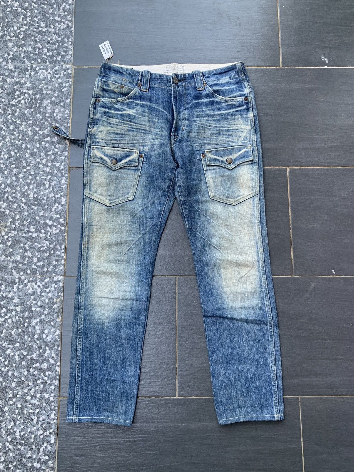 Japanese Brand Bartack Faded Wash Denim Size US 32 / EU 48 - 1 Thumbnail