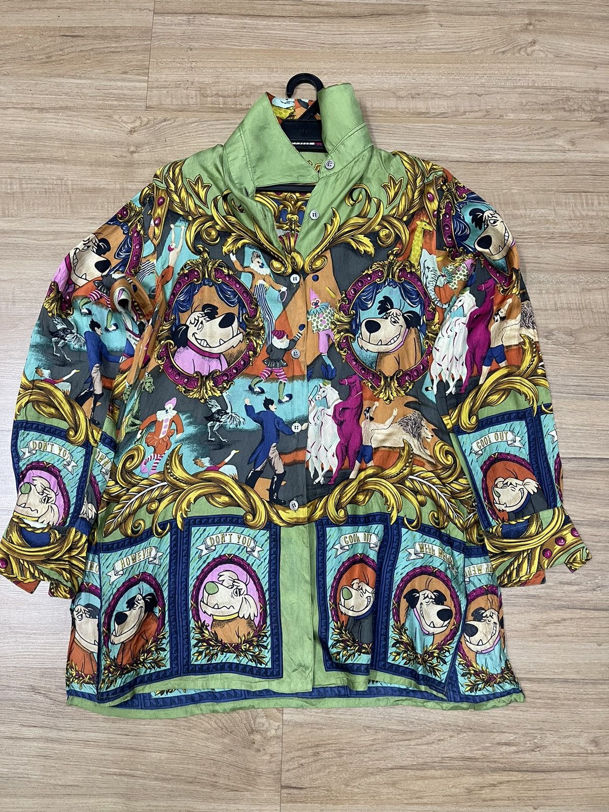 image of Luxury Vintage Hanna Barbera Wacky Races Silk Shirt, Men's (Size Small)