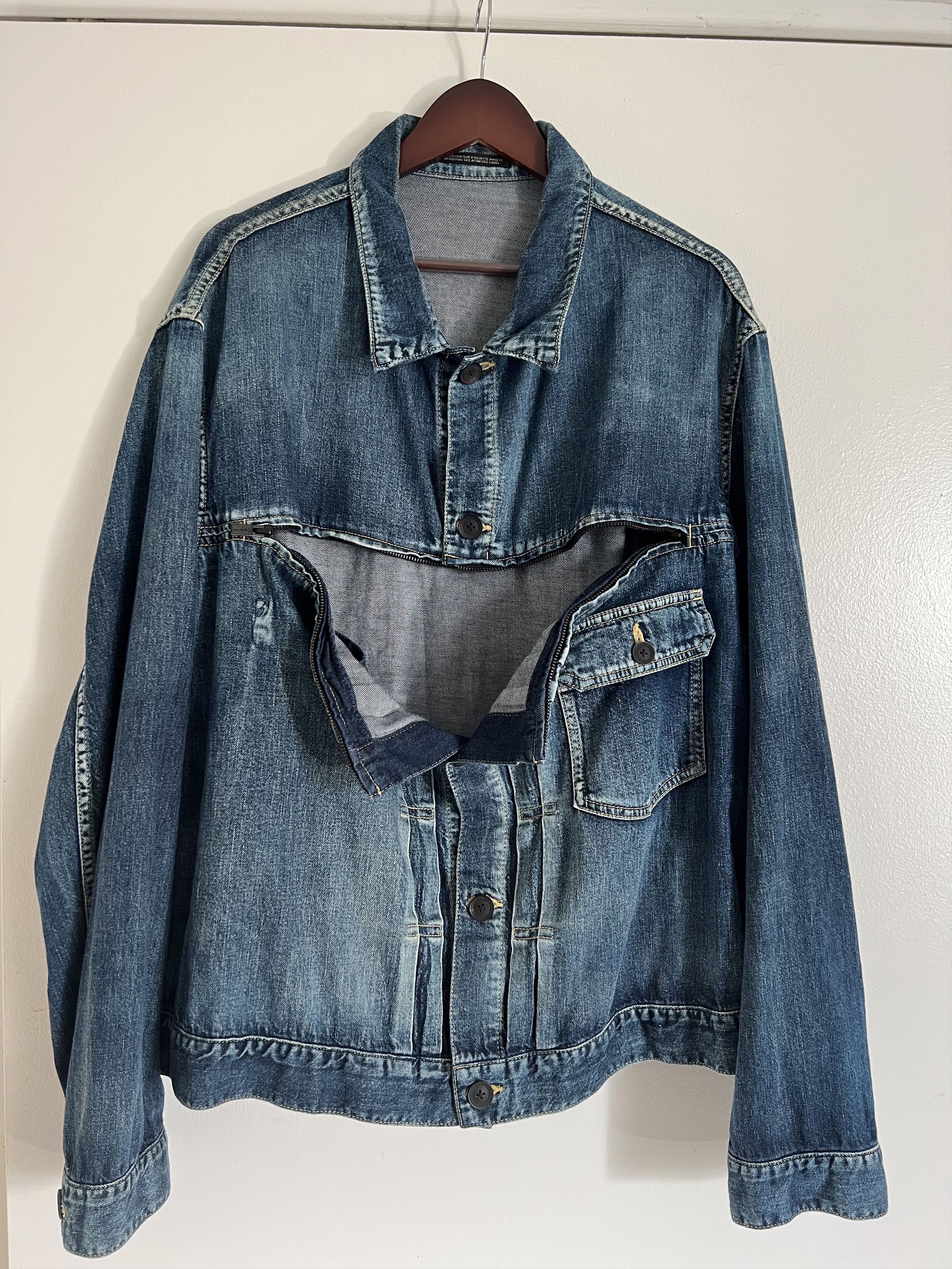 Yohji Yamamoto YYPH 21SS Look 21 Magic Washed Denim Jacket Size US XL / EU 56 / 4 - 3 Thumbnail