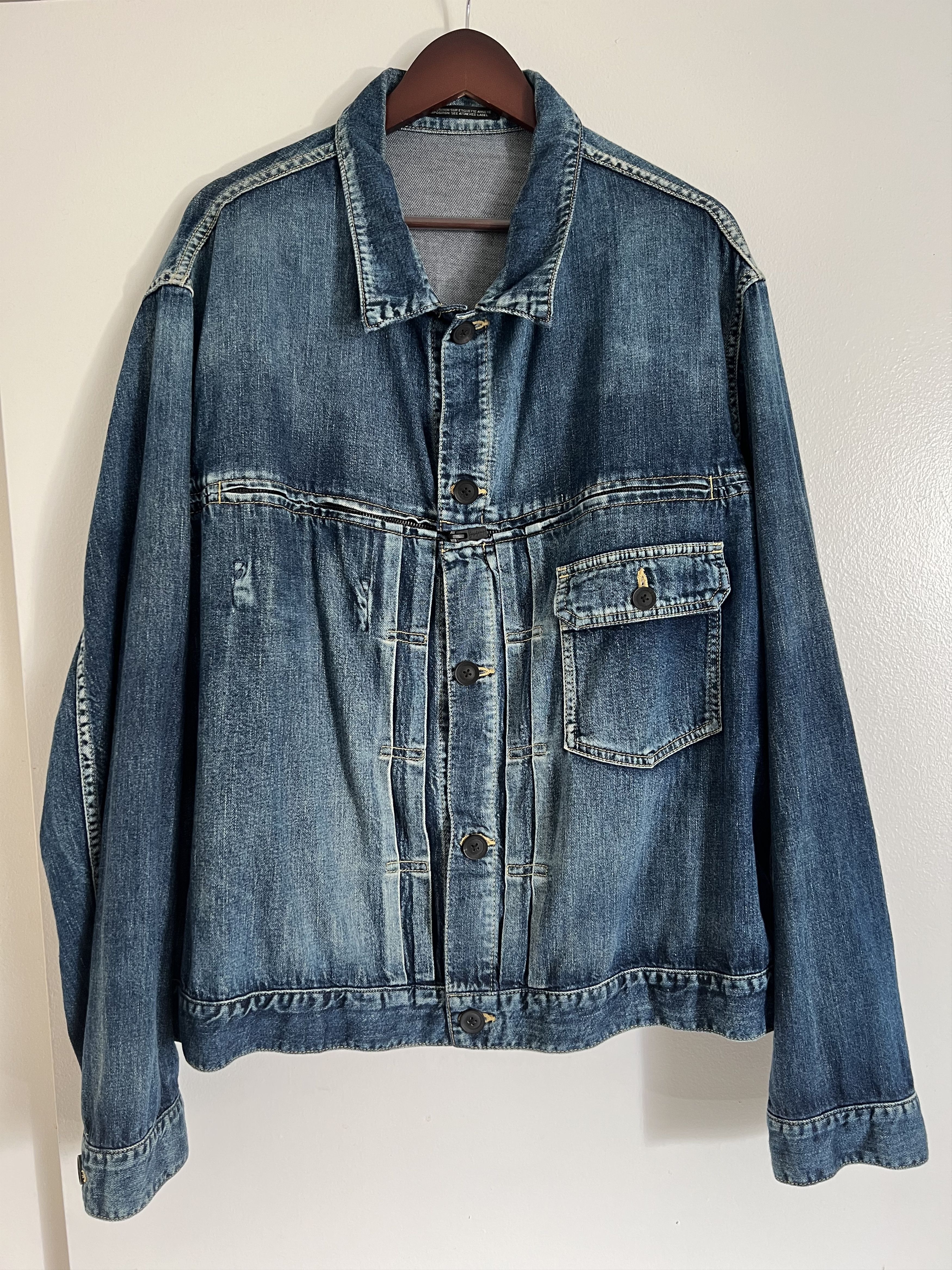 Yohji Yamamoto YYPH 21SS Look 21 Magic Washed Denim Jacket Size US XL / EU 56 / 4 - 2 Thumbnail