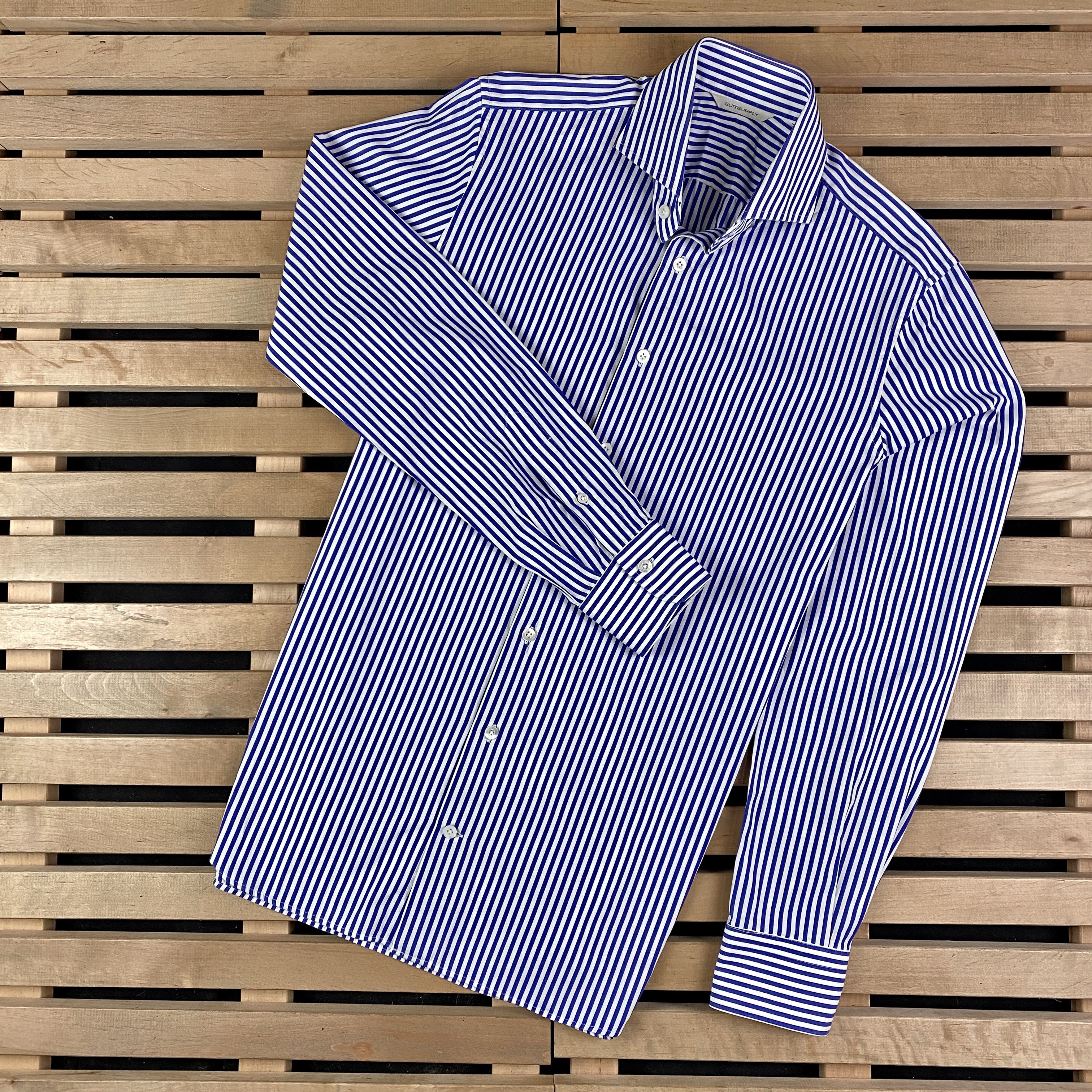 Suitsupply Mens Shirt Long Sleeve Suitsupply Button Striped Size L Blue Size US L / EU 52-54 / 3 - 1 Thumbnail
