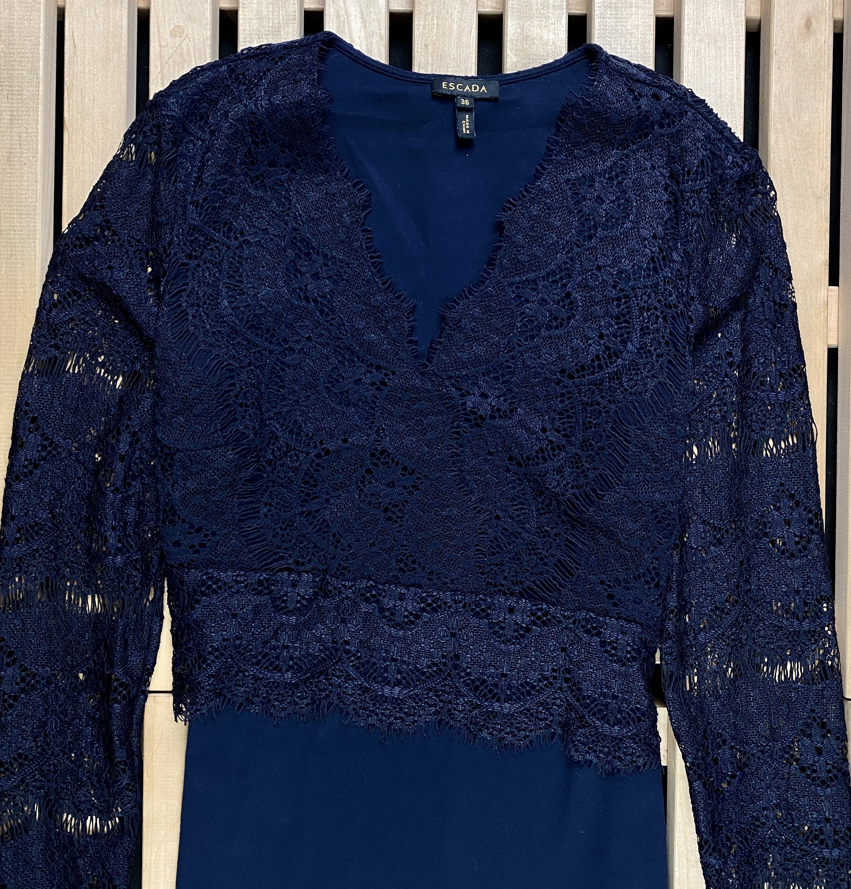 Escada Womens Dress Long Sleeve Escada Blue Size 36 Size XS / US 0-2 / IT 36-38 - 2 Thumbnail