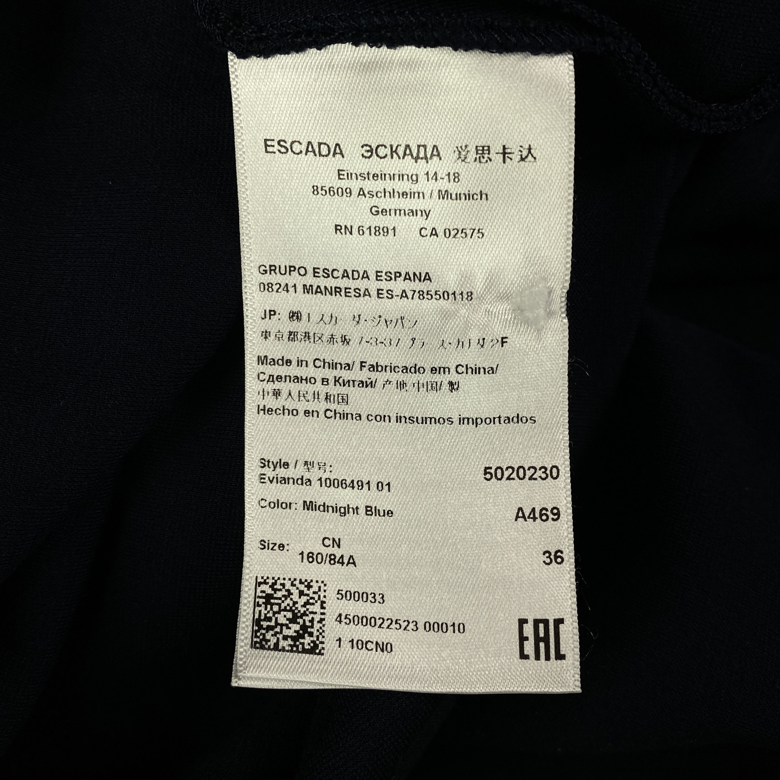 Escada Womens Dress Long Sleeve Escada Blue Size 36 Size XS / US 0-2 / IT 36-38 - 6 Thumbnail