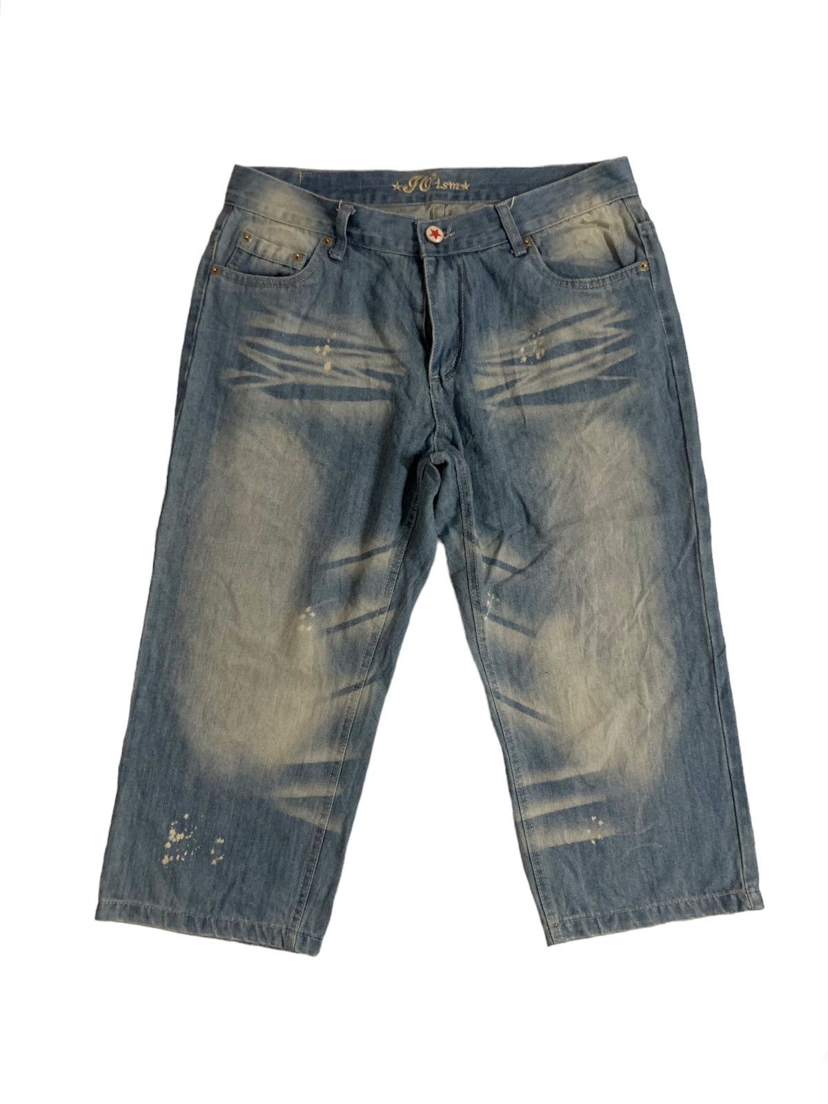 Image of Distressed Denim x Vintage Go Ism Style Denim Jeans in Light Blue, Men's (Size 33)