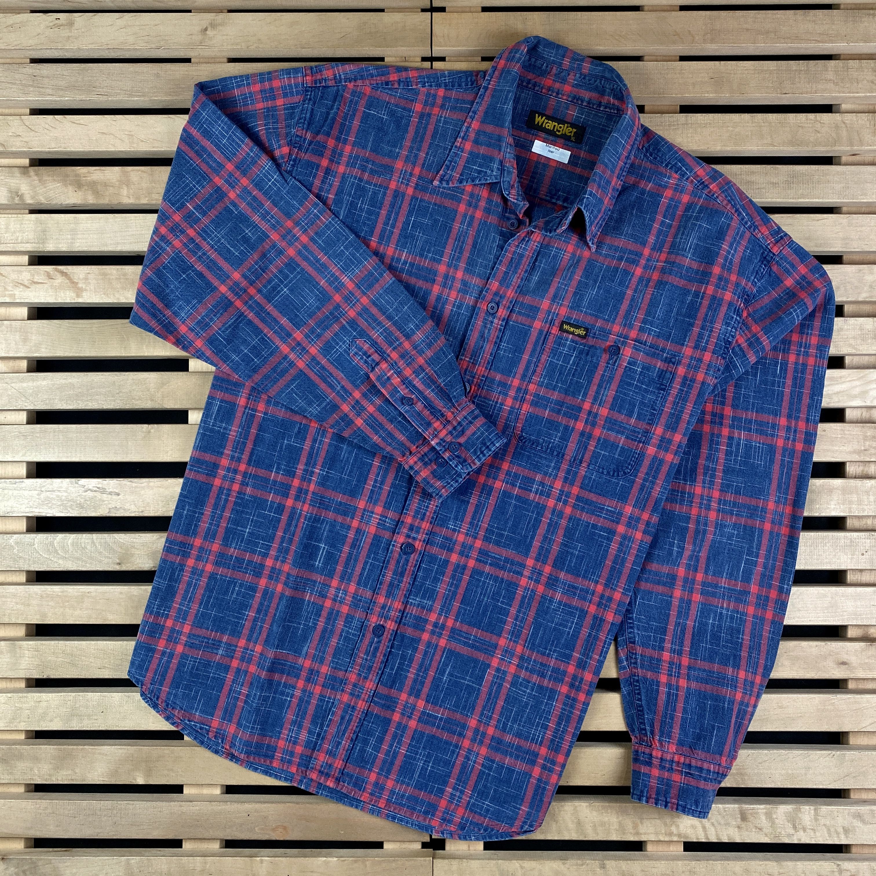 Vintage × Wrangler Mens Shirt Long Sleeve Wrangler Vintage Size XL Size US XL / EU 56 / 4 - 1 Thumbnail