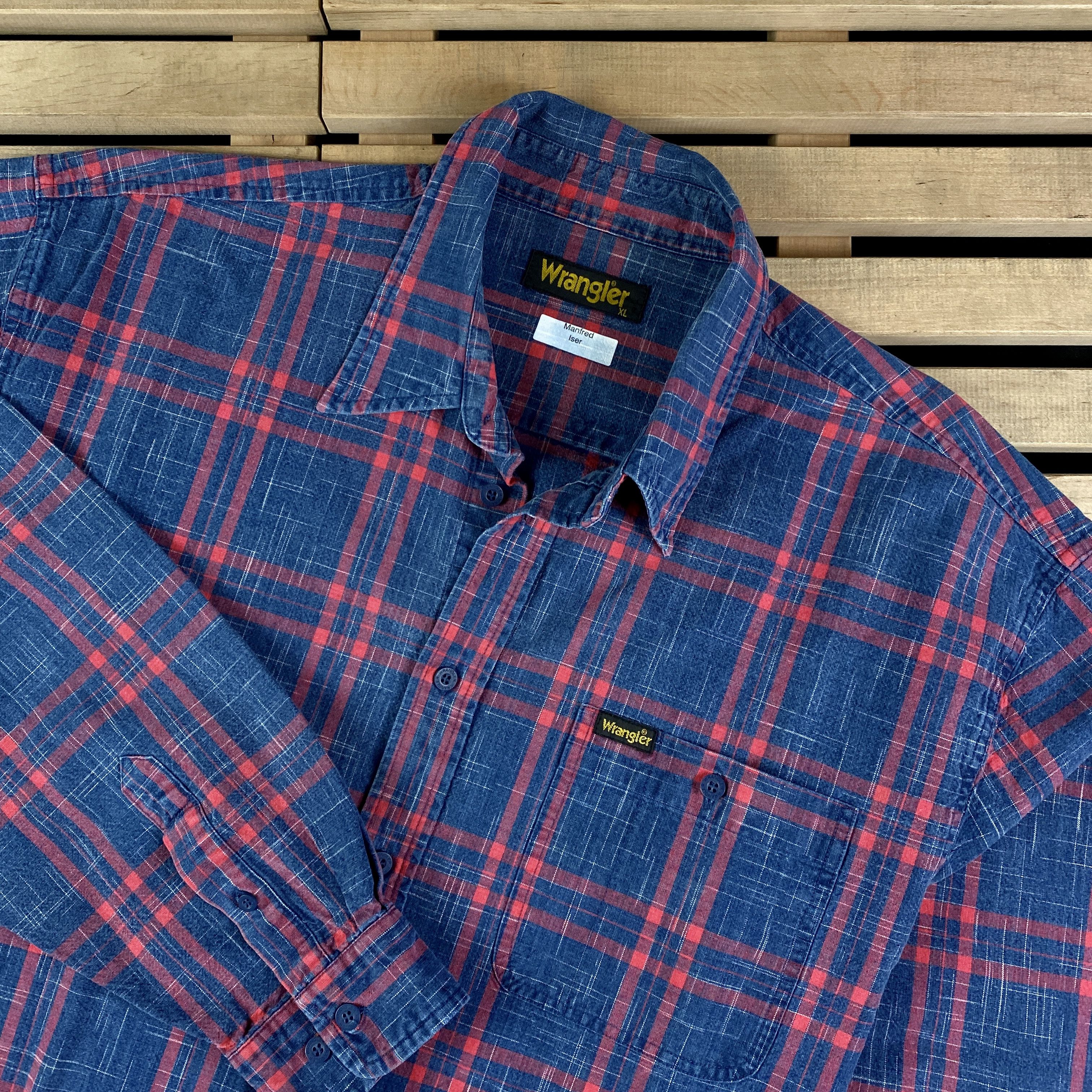 Vintage × Wrangler Mens Shirt Long Sleeve Wrangler Vintage Size XL Size US XL / EU 56 / 4 - 2 Thumbnail