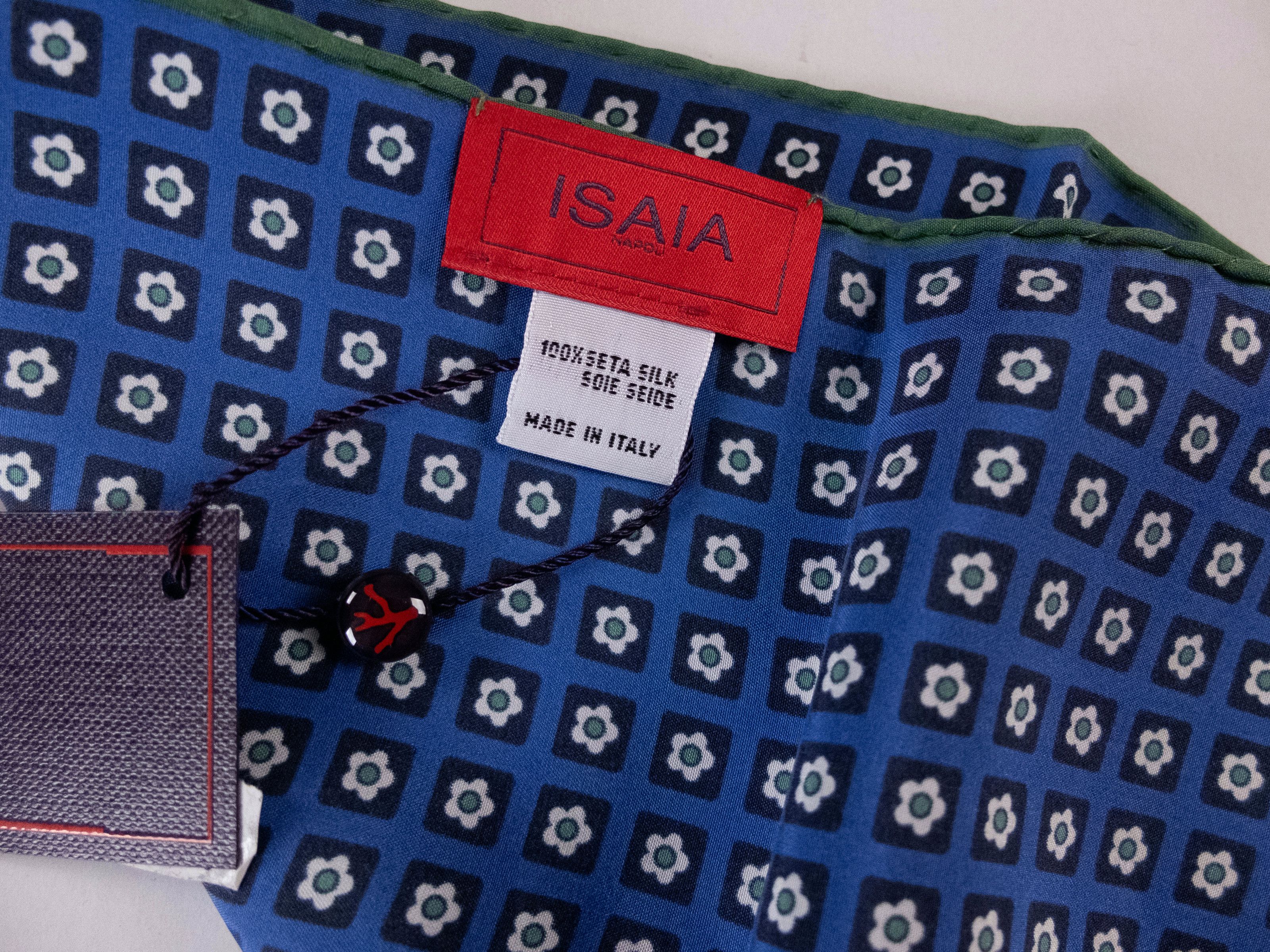 Isaia 3 x ISAIA blue polka dot & floral print silk pocket square Size ONE SIZE - 8 Thumbnail
