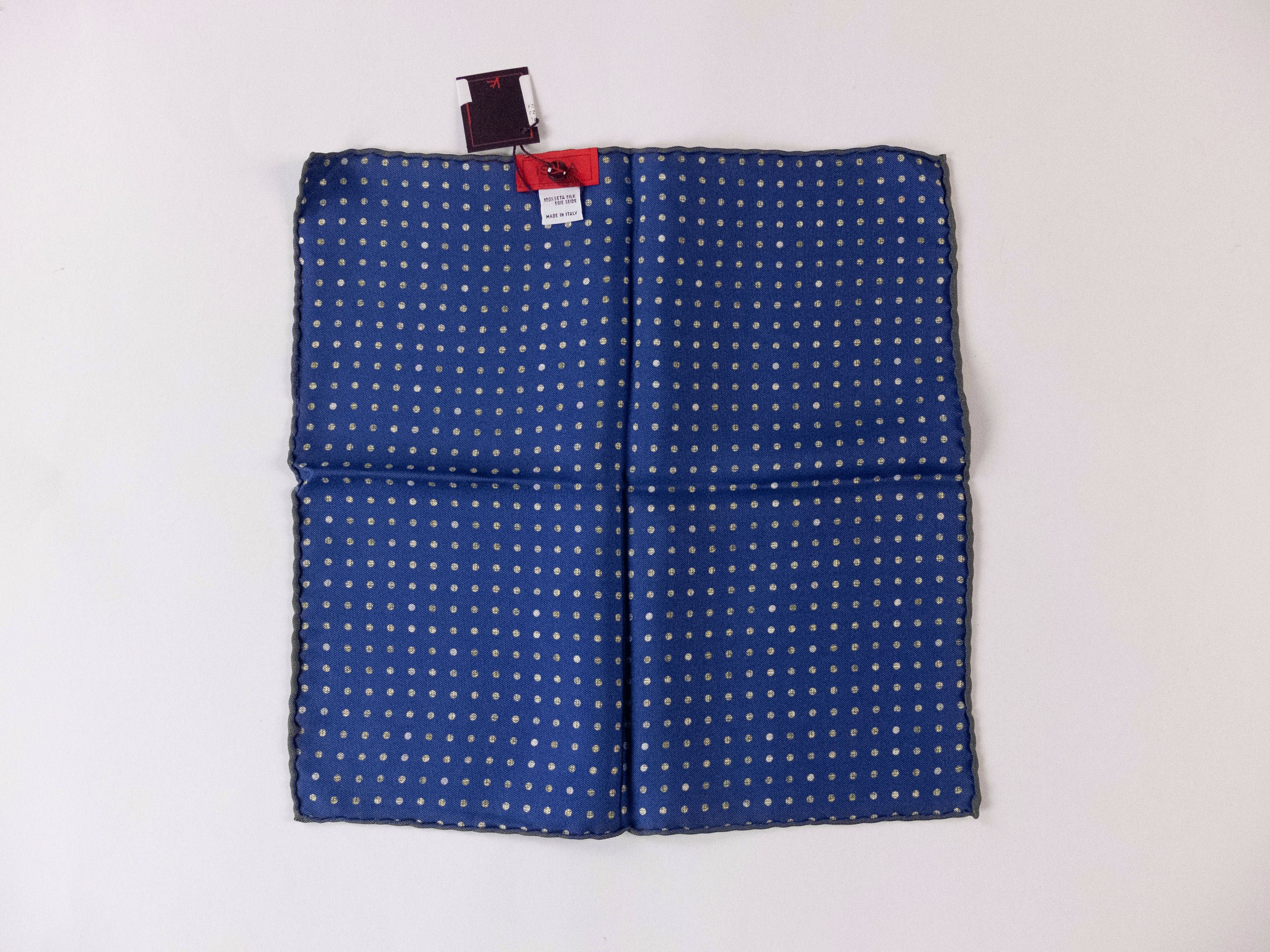 Isaia 3 x ISAIA blue polka dot & floral print silk pocket square Size ONE SIZE - 4 Thumbnail