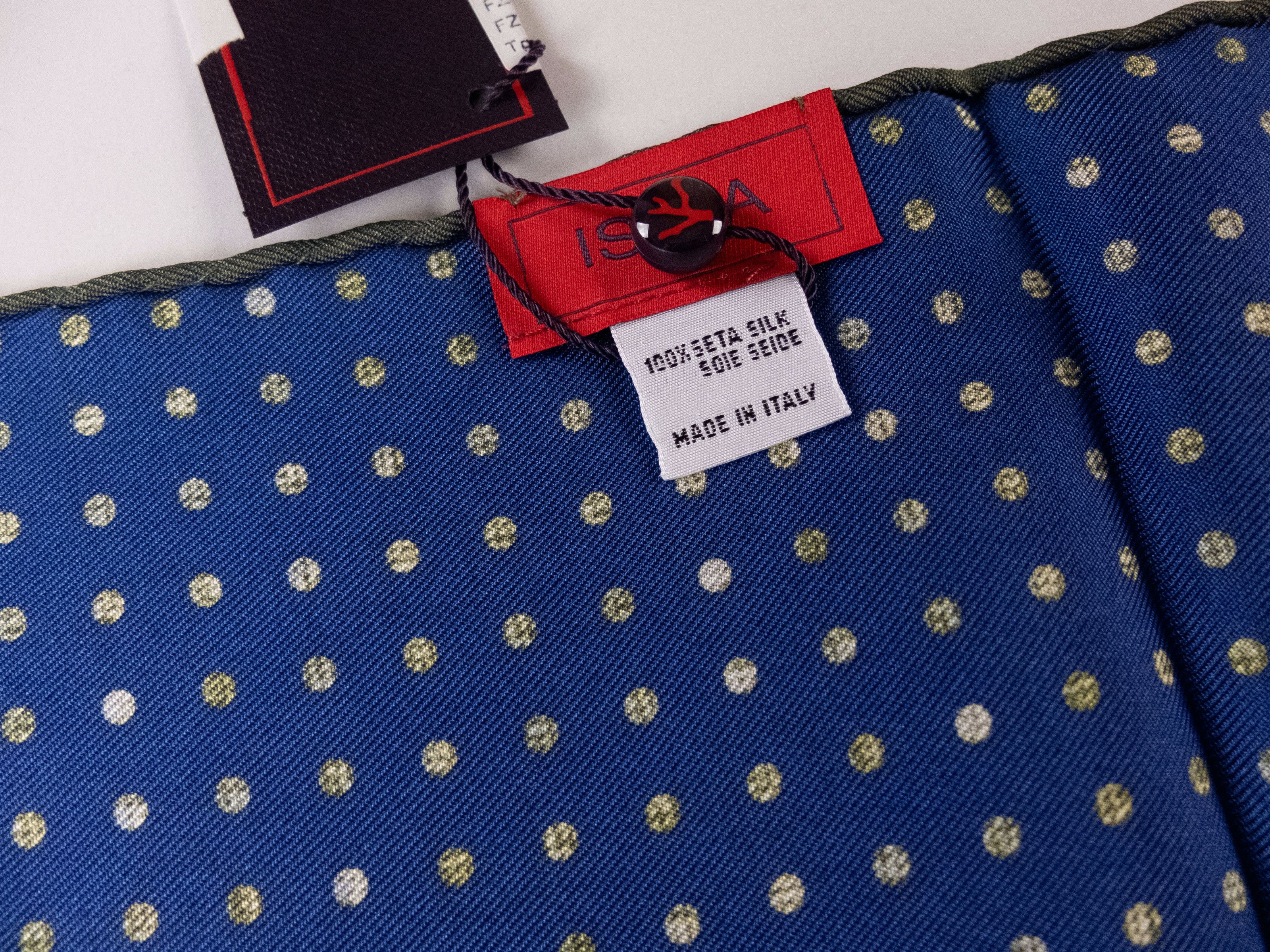 Isaia 3 x ISAIA blue polka dot & floral print silk pocket square Size ONE SIZE - 5 Thumbnail