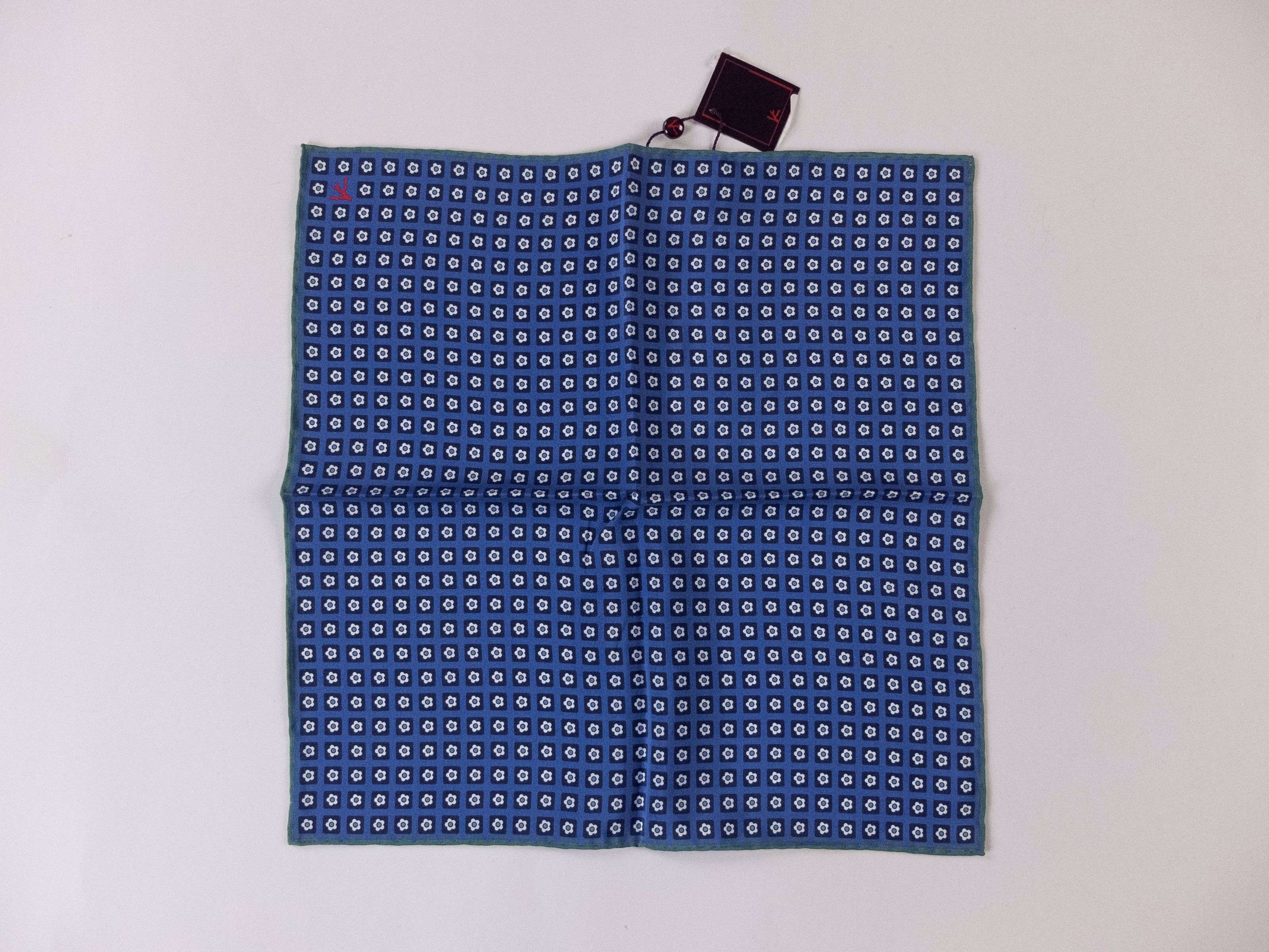 Isaia 3 x ISAIA blue polka dot & floral print silk pocket square Size ONE SIZE - 6 Thumbnail