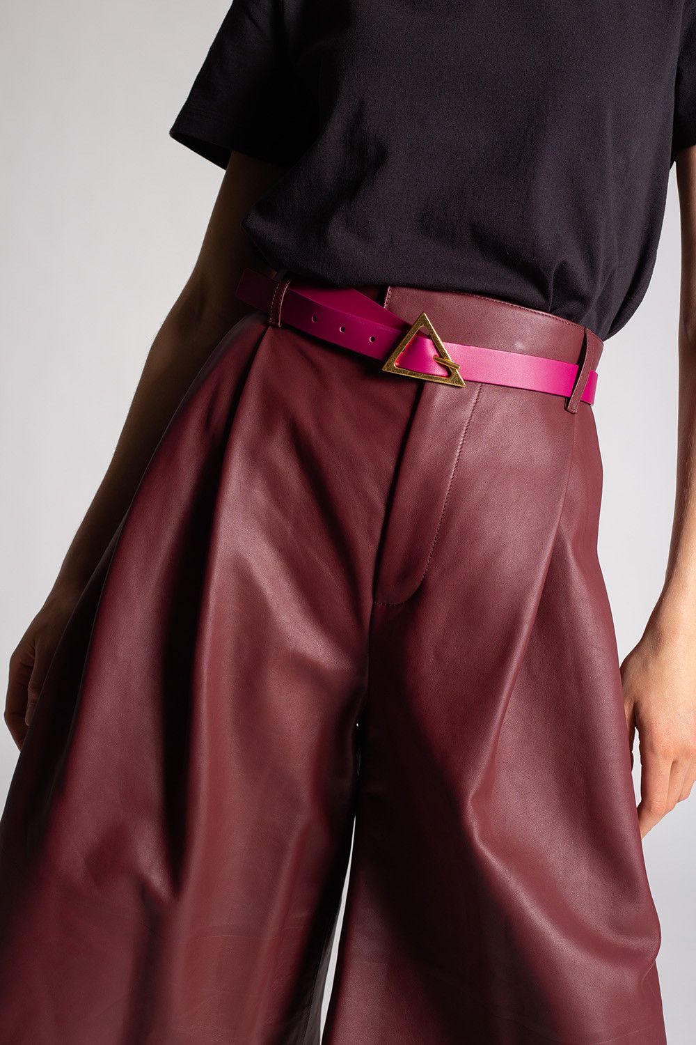 Bottega Veneta BOTTEGA VENETA pink gold triangle buckle leather belt 80 Size ONE SIZE - 2 Thumbnail