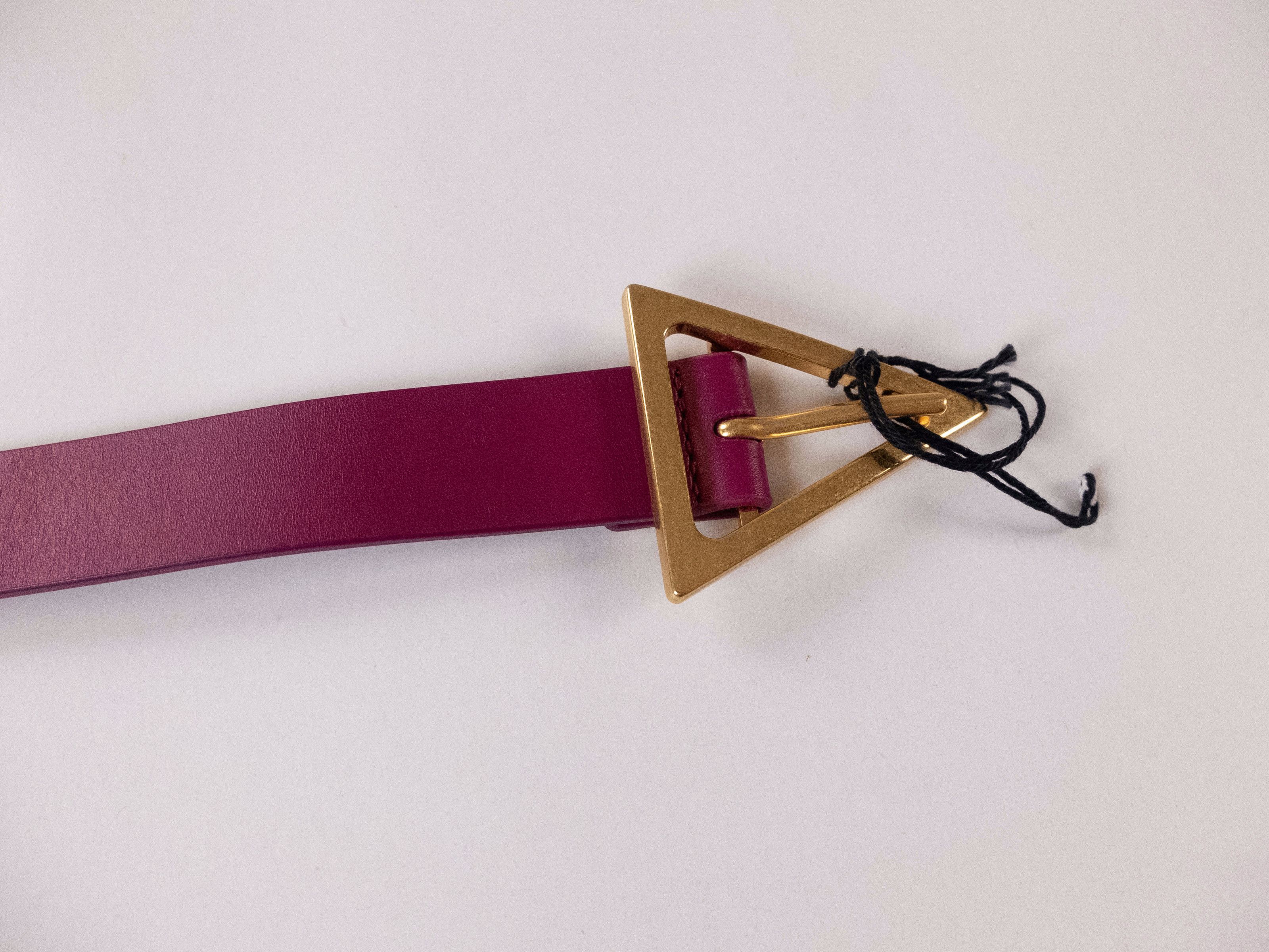 Bottega Veneta BOTTEGA VENETA pink gold triangle buckle leather belt 80 Size ONE SIZE - 5 Thumbnail
