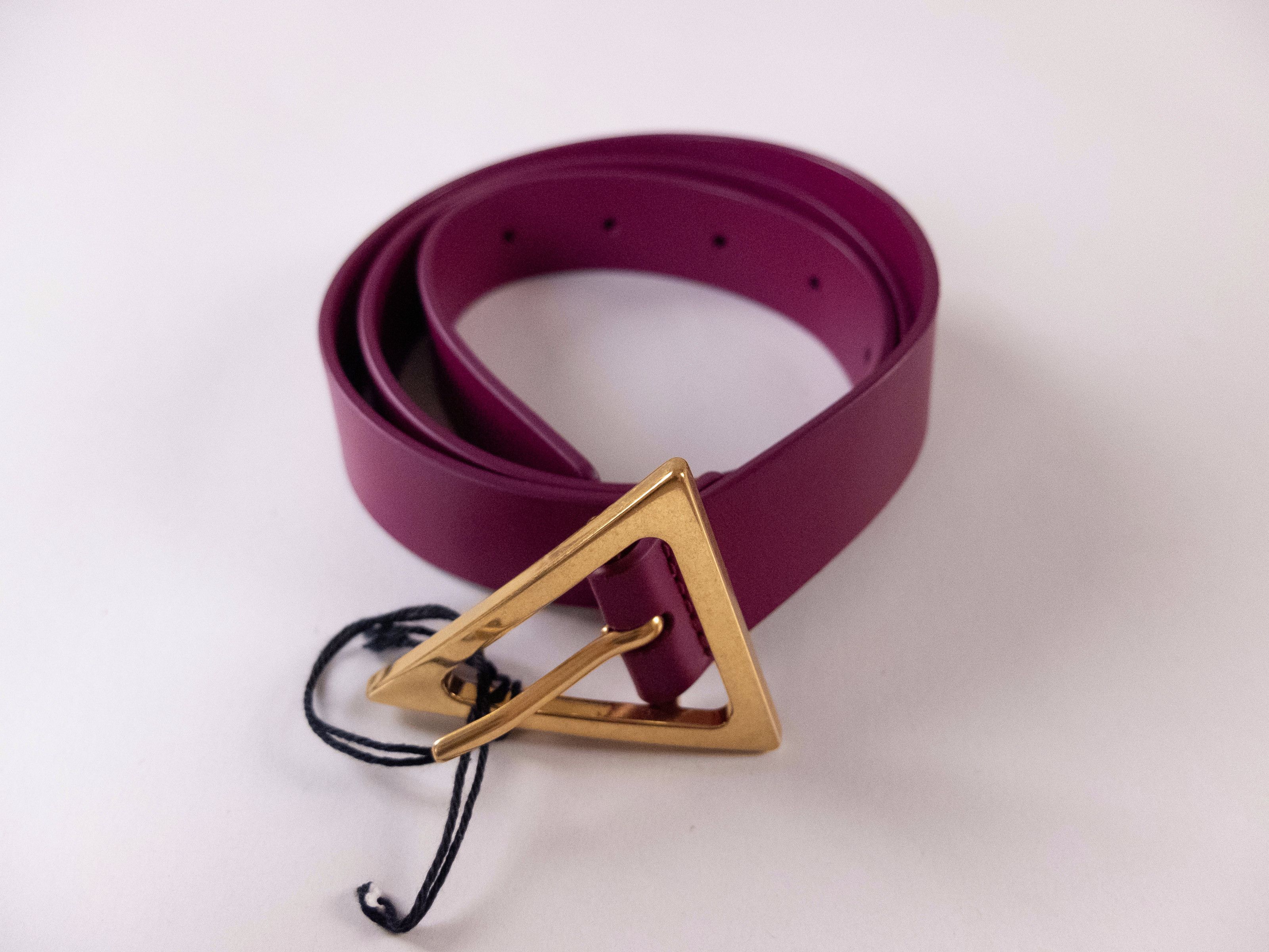 Bottega Veneta BOTTEGA VENETA pink gold triangle buckle leather belt 80 Size ONE SIZE - 4 Thumbnail