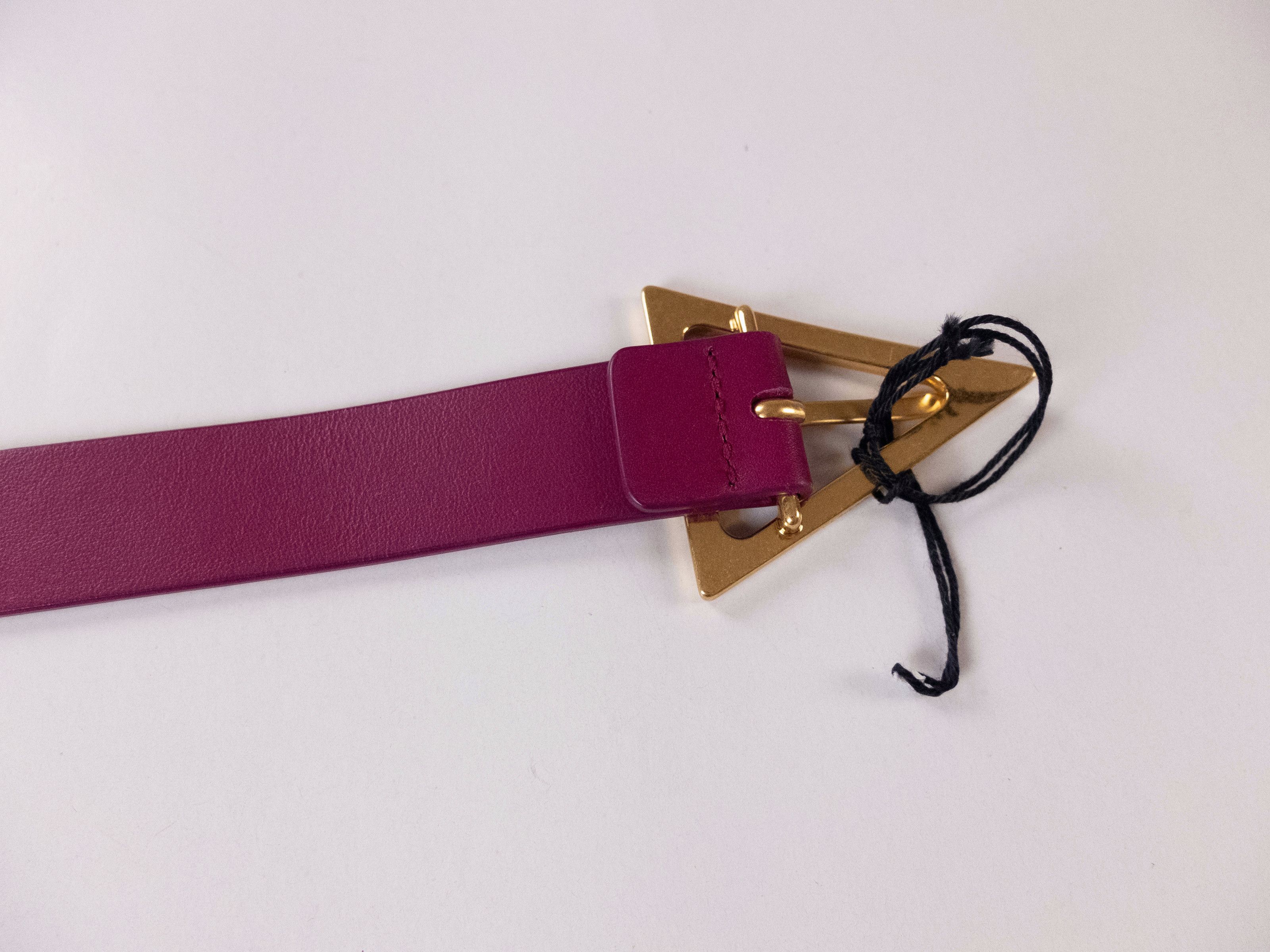 Bottega Veneta BOTTEGA VENETA pink gold triangle buckle leather belt 80 Size ONE SIZE - 6 Thumbnail
