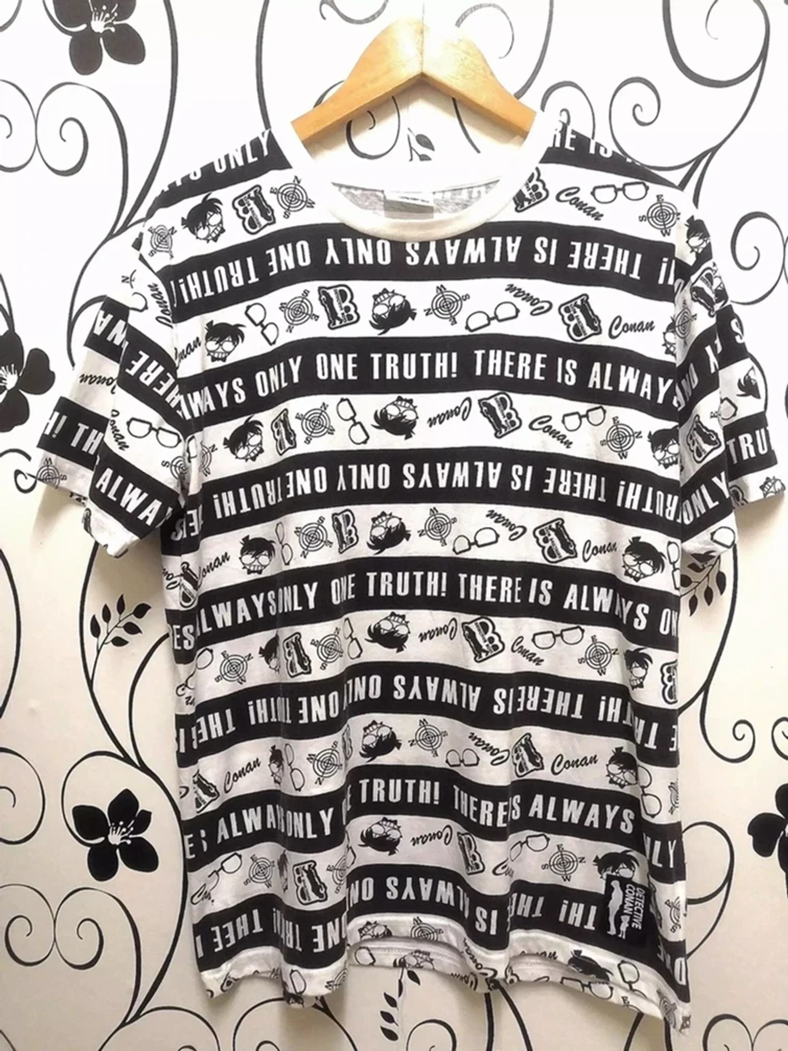image of Anima x Vintage Detective Conan T Shirt All Over Print Japan Anime in White, Men's (Size Large)