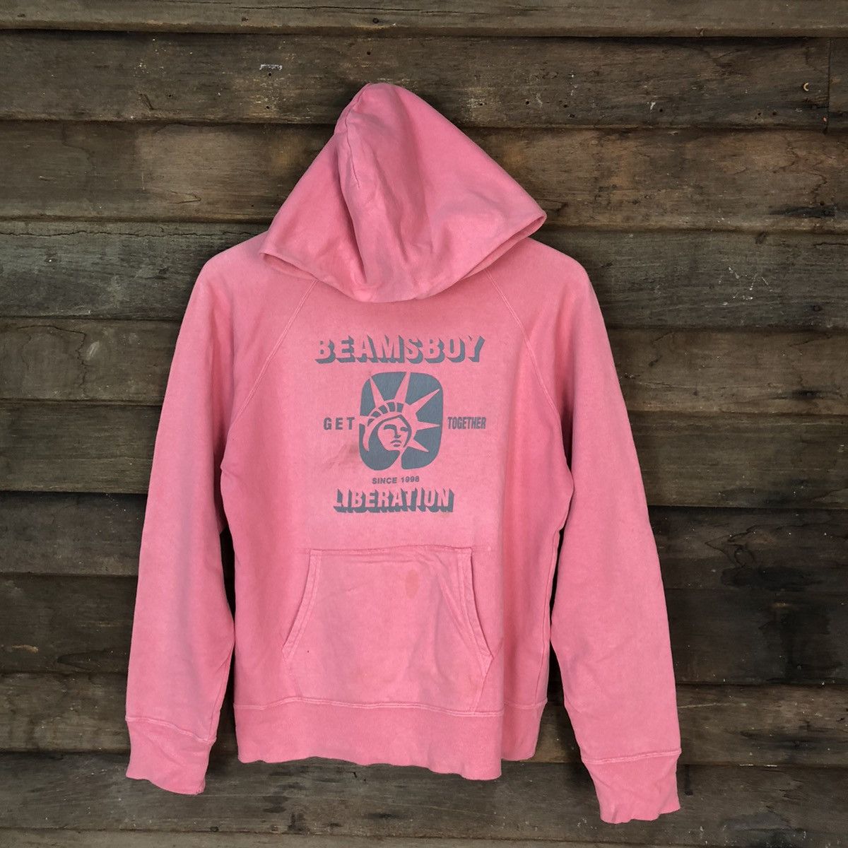 image of Beams Boy Pink Vintage Hoodie Sweatshirt 4771, Women's (Size Small)