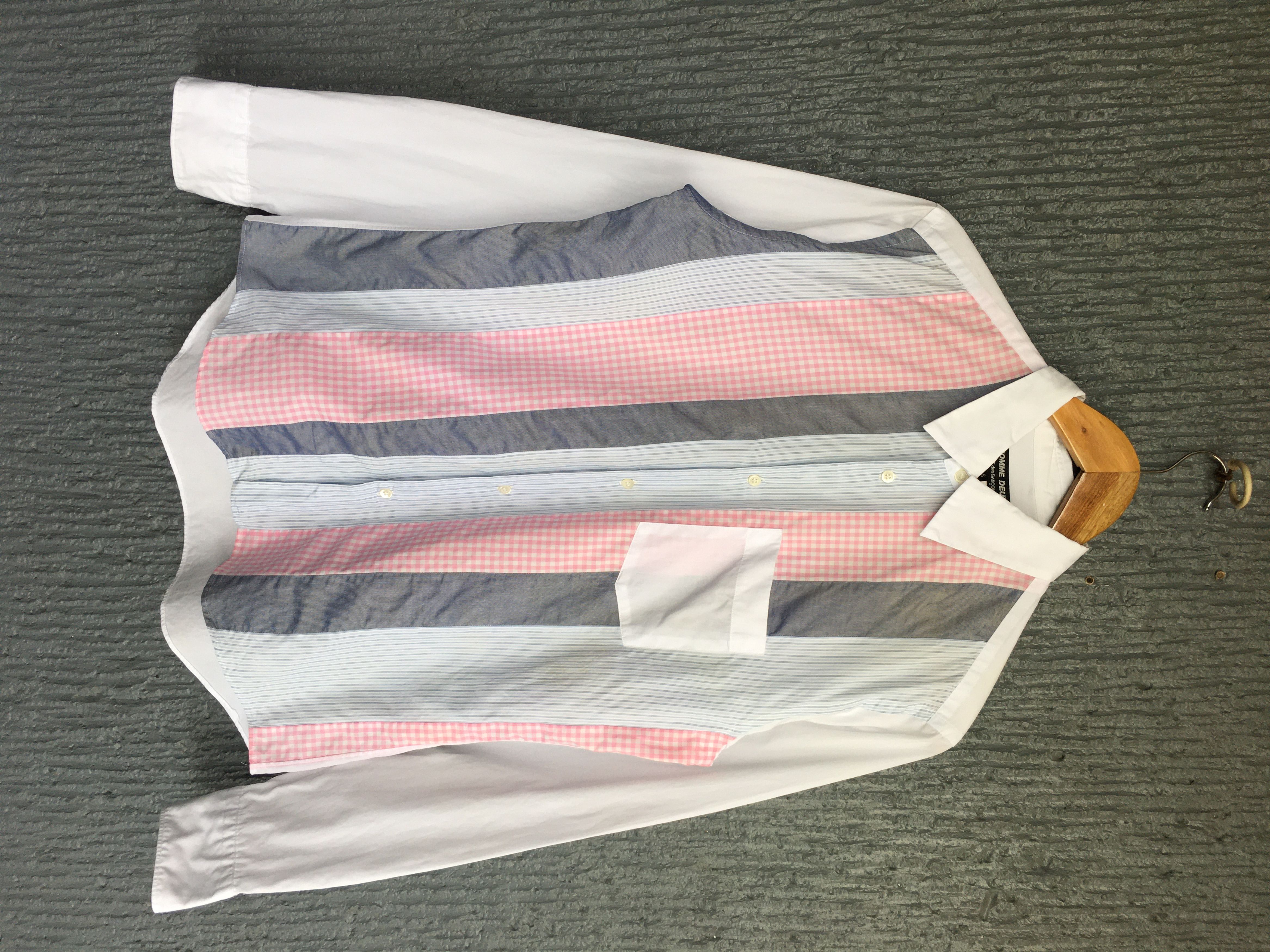 image of Comme Des Garcons x Comme Des Garcons Homme Deux Homme Deux Cdg Button Up Stripe Shirt (Size Small)
