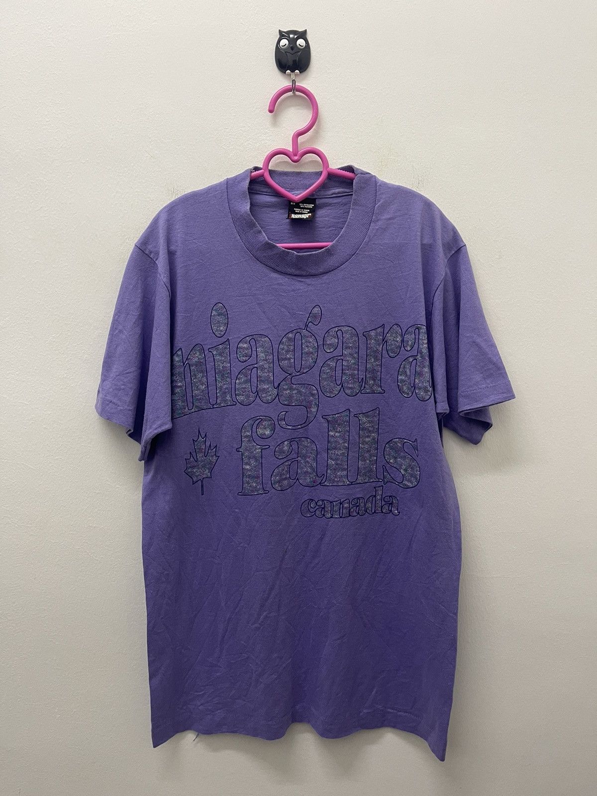 image of Vintage Niagara Falls Made In Canada Spell Out in Purple, Men's (Size Medium)
