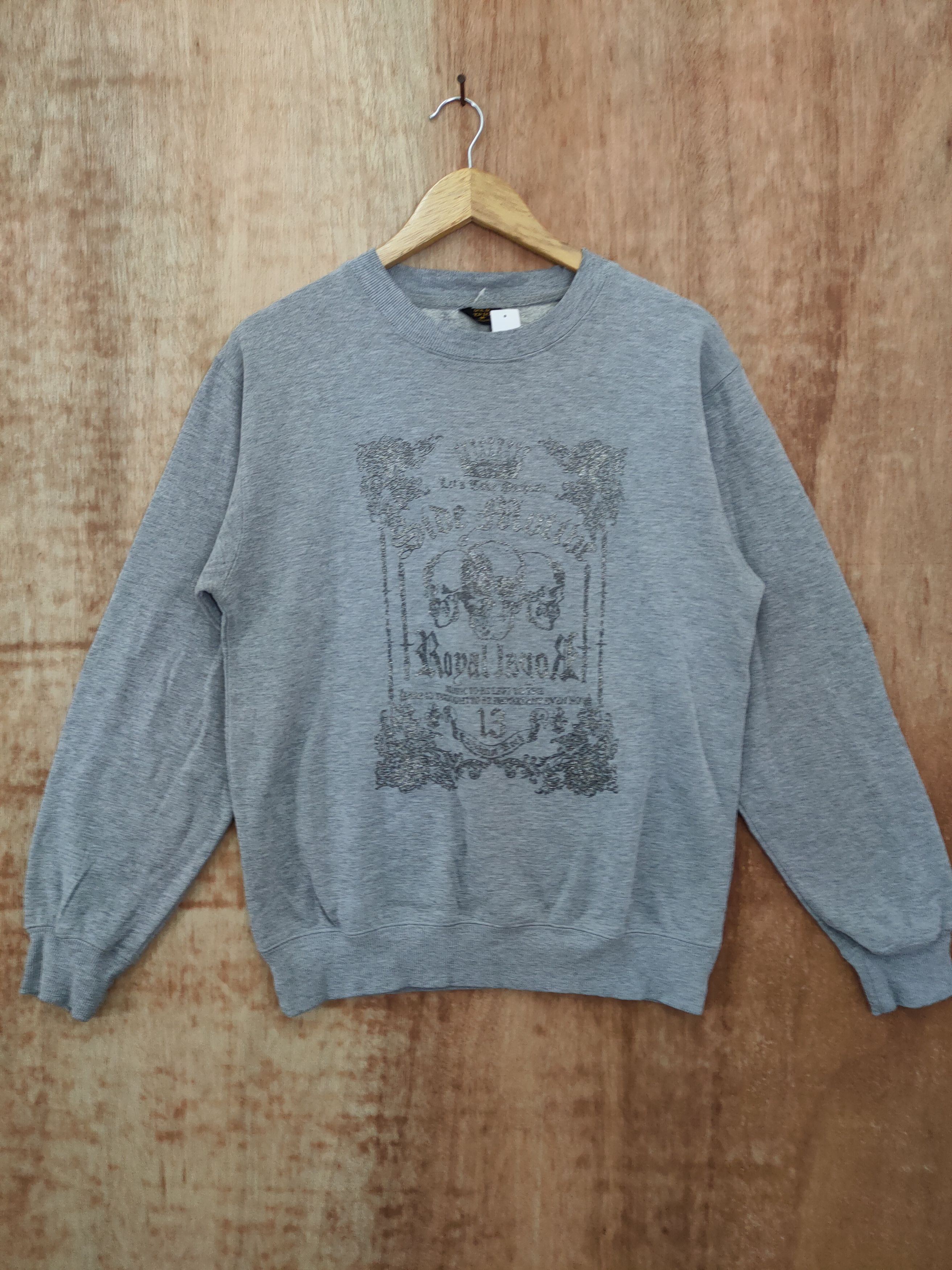 image of Seditionaries x Skulls Gold Experience Triple Skull Silver Punk Sweatshirt 4099 in Grey (Size Mediu